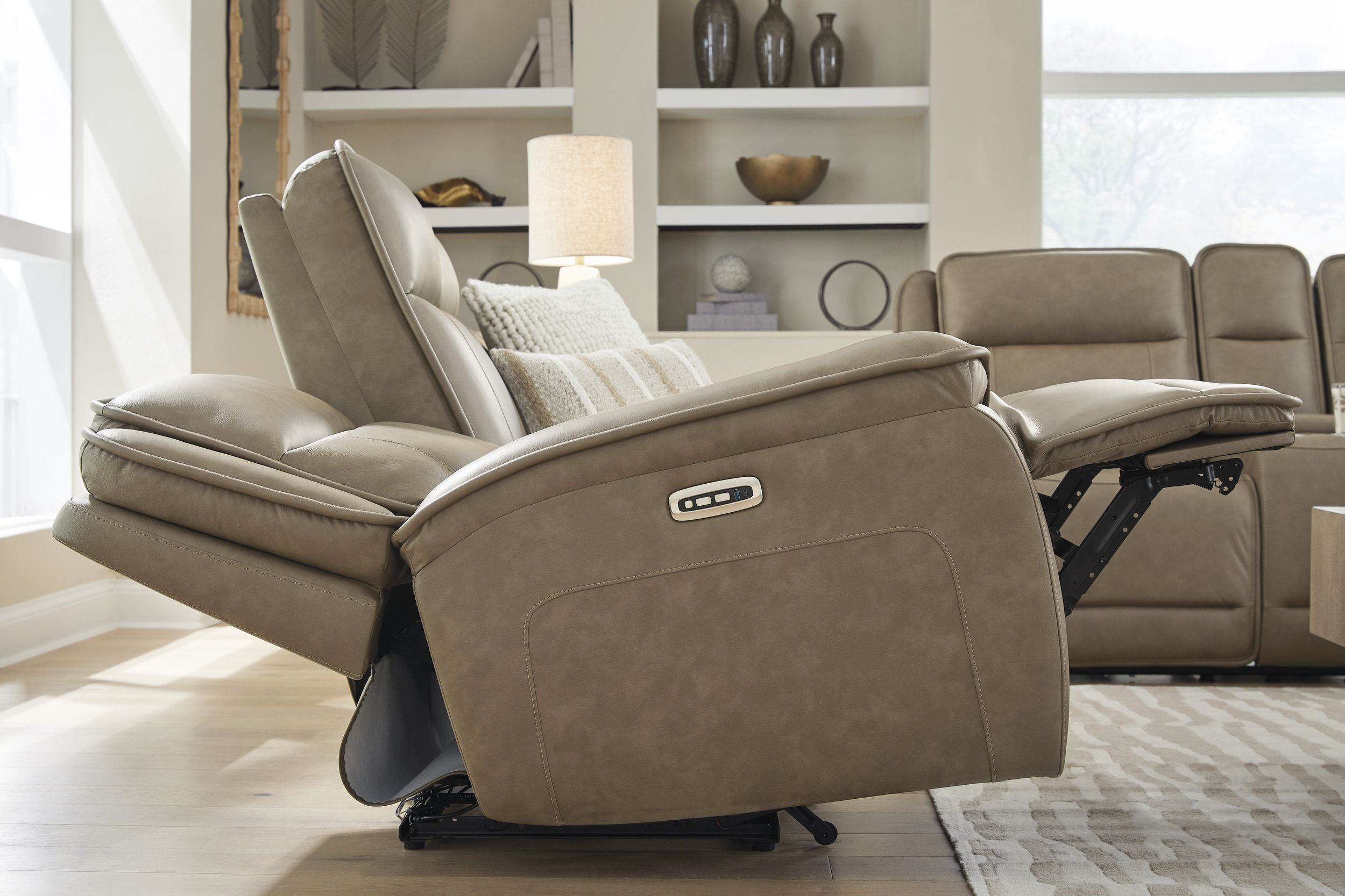 Glencroft Leather Power Reclining Living Set