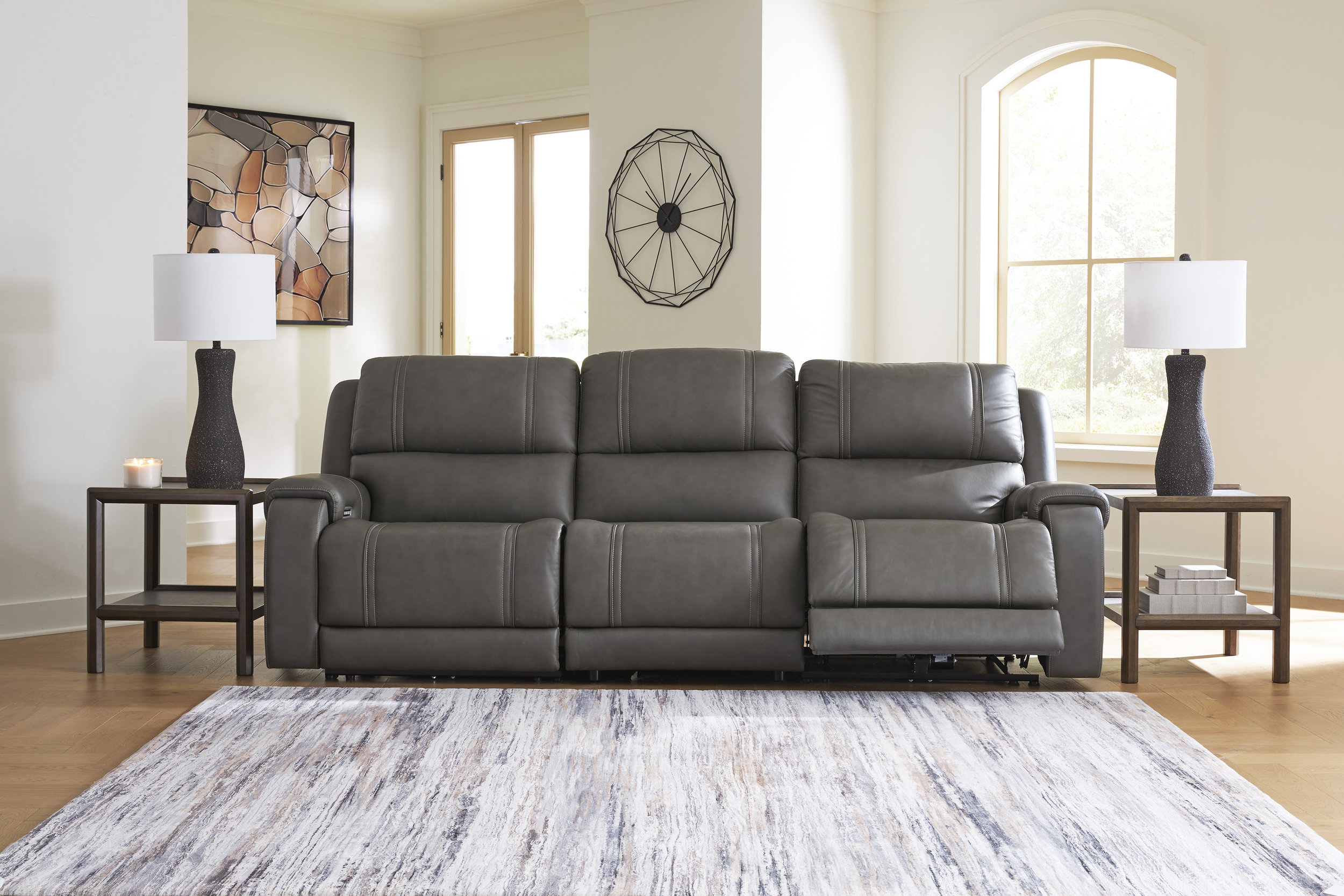 5Z-Pittson Leather 3-Piece Modular Power Reclining Sofa