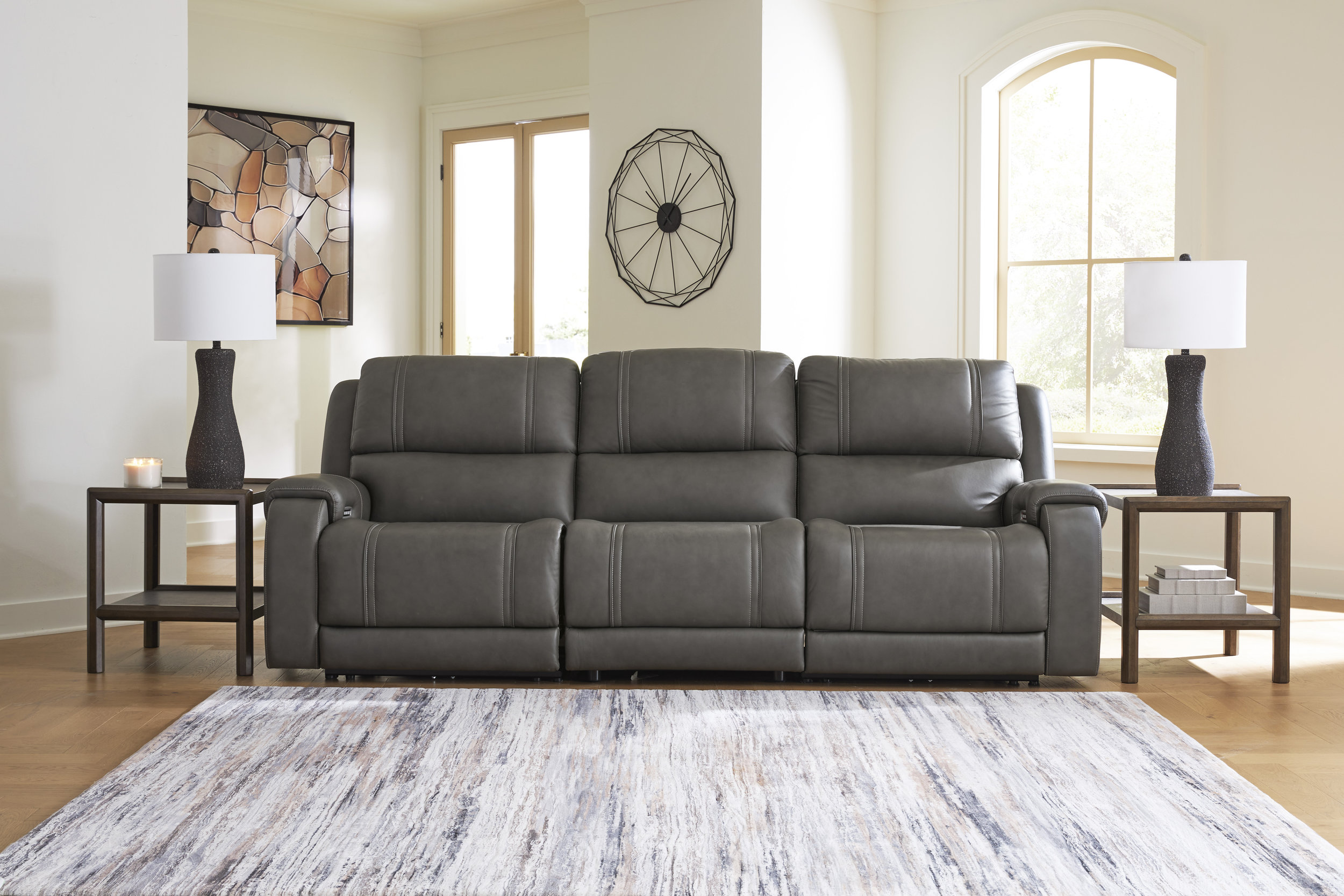 5Z-Pittson Leather 3-Piece Modular Power Reclining Sofa
