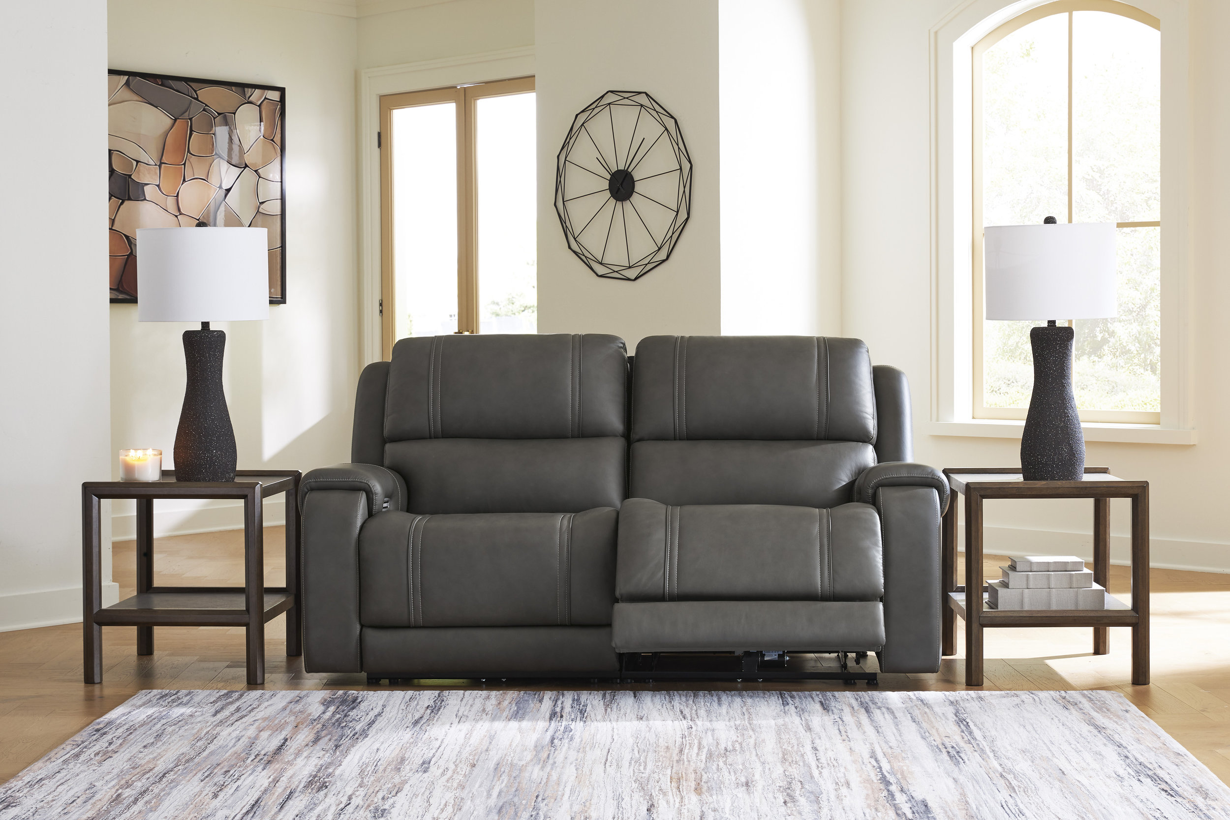 5Z-Pittson Leather 2-Piece Modular Power Reclining Loveseat