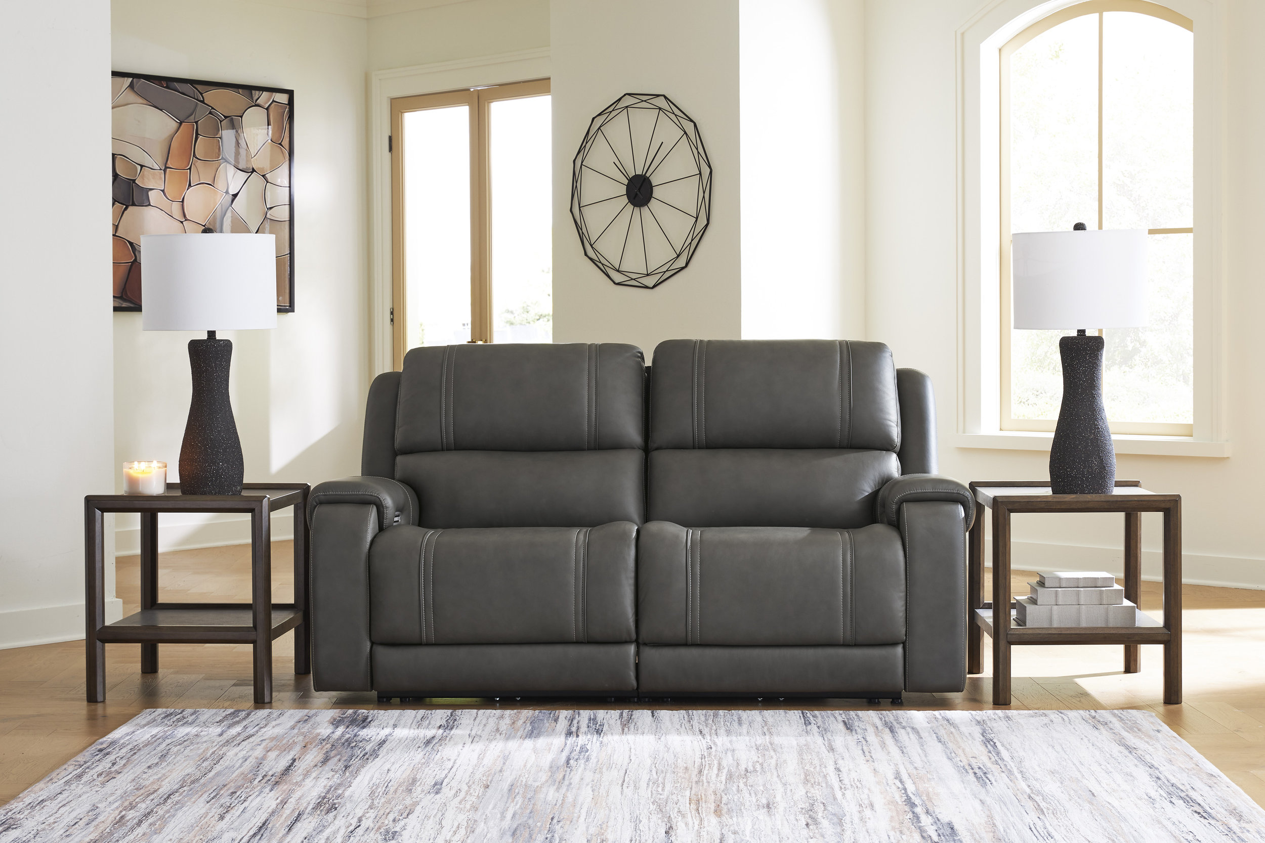 5Z-Pittson Leather 2-Piece Modular Power Reclining Loveseat