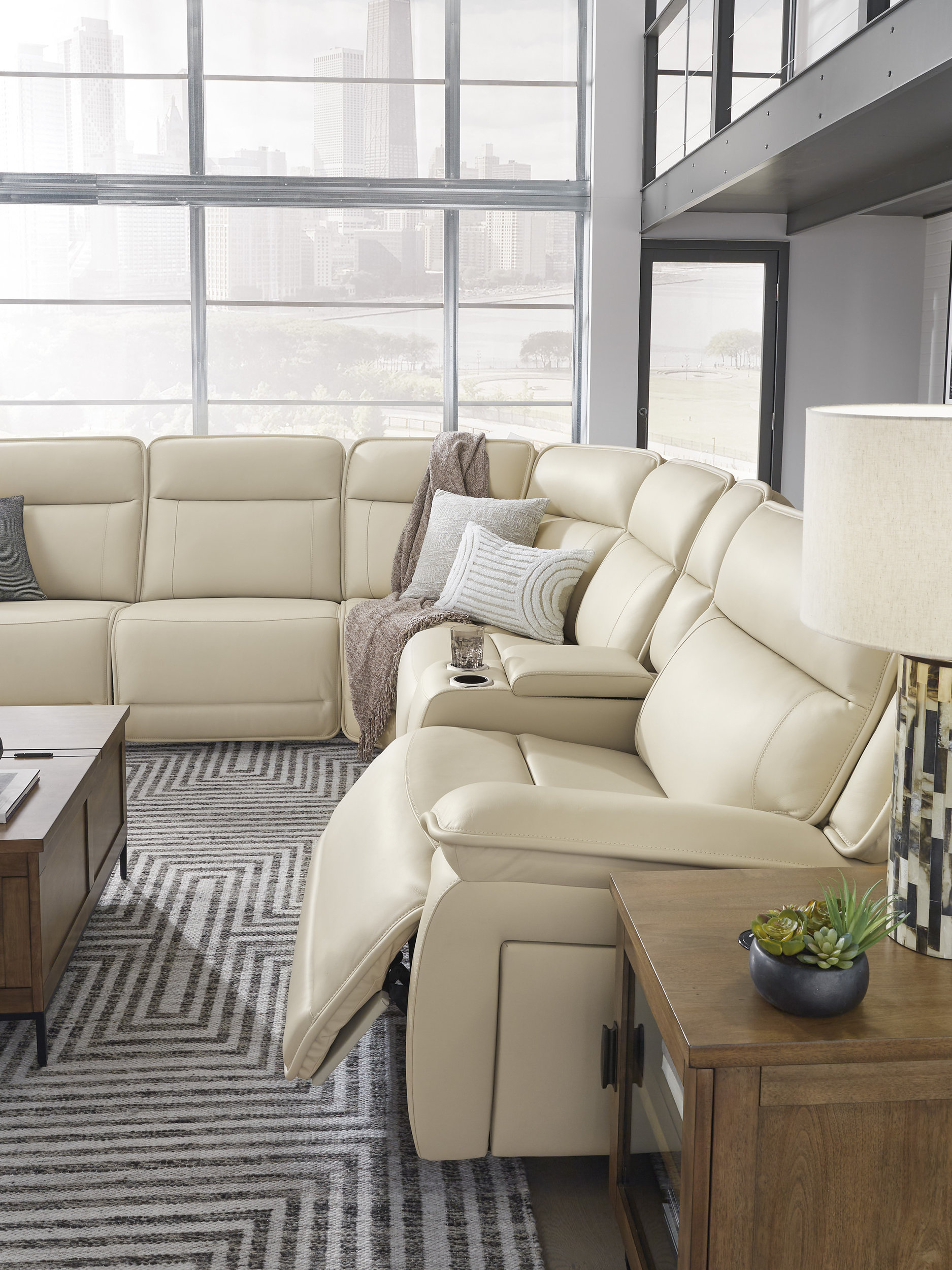 Double Deal 6-Piece L-Shaped Leather Power Reclining Sectional w/Console