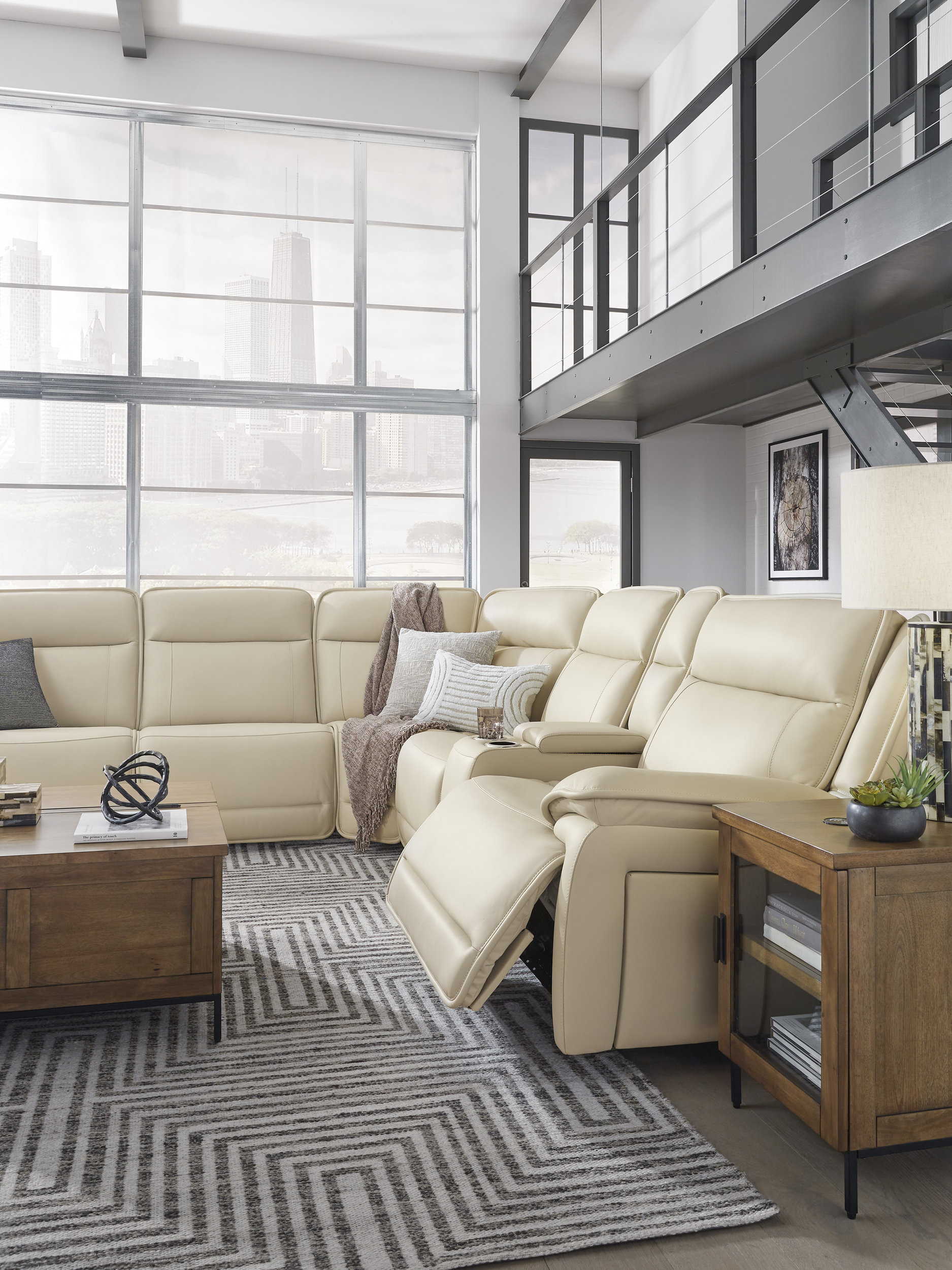 Double Deal 6-Piece L-Shaped Leather Power Reclining Sectional w/Console