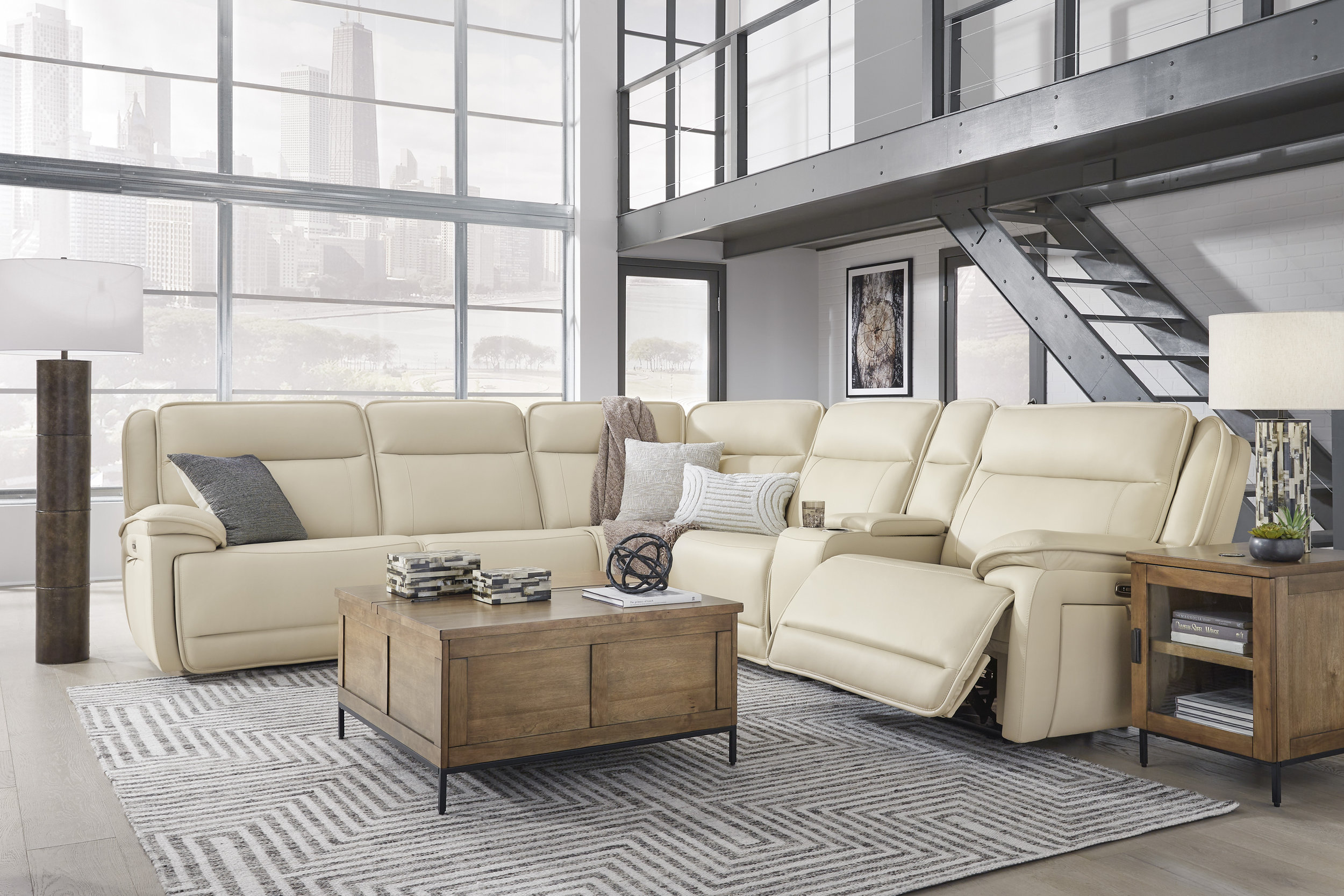 Double Deal 6-Piece L-Shaped Leather Power Reclining Sectional w/Console