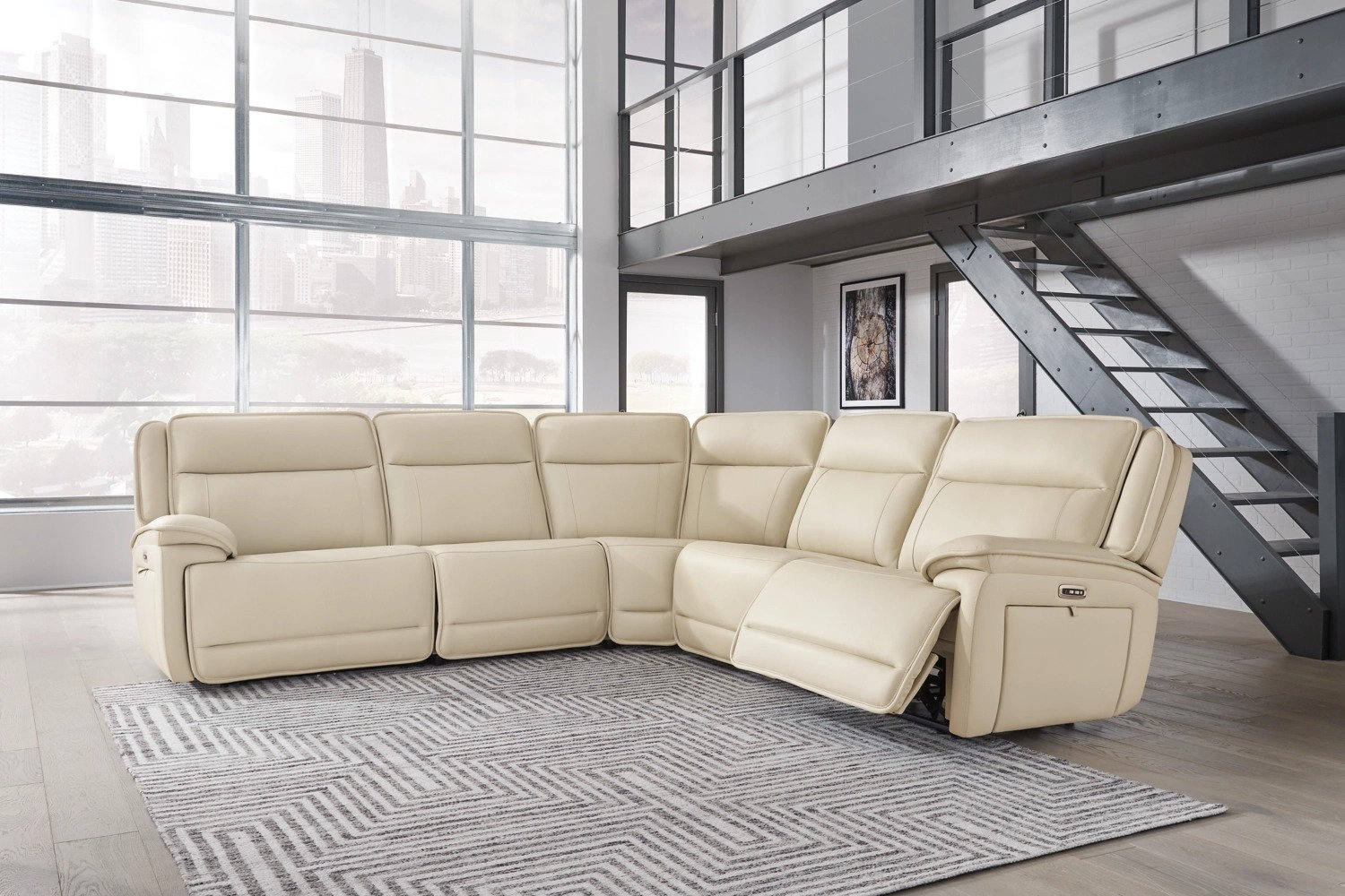 Double Deal 5-Piece L-Shaped Leather Power Reclining Sectional w/Console