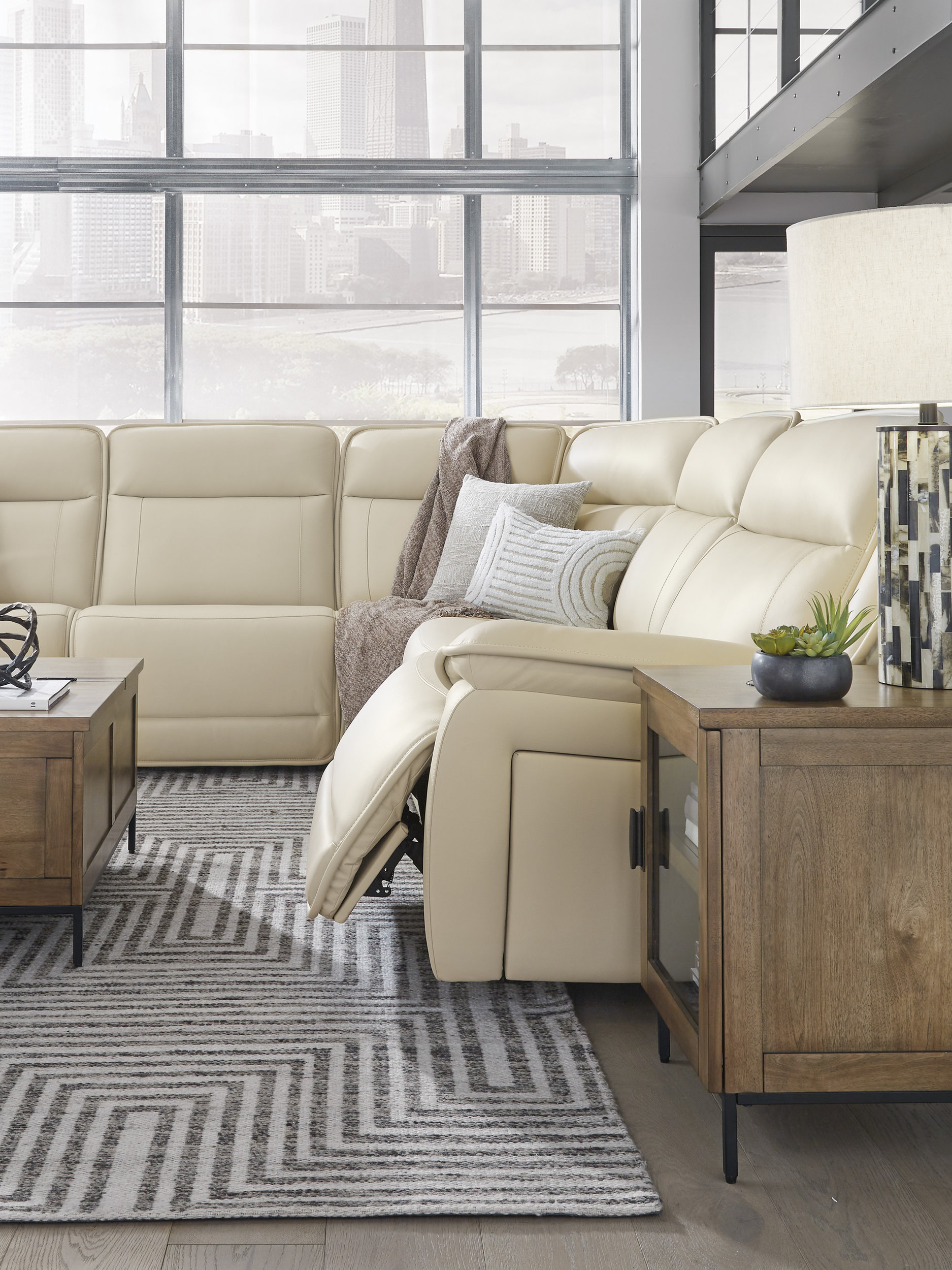 Double Deal Almond Modular Power Reclining Sectional