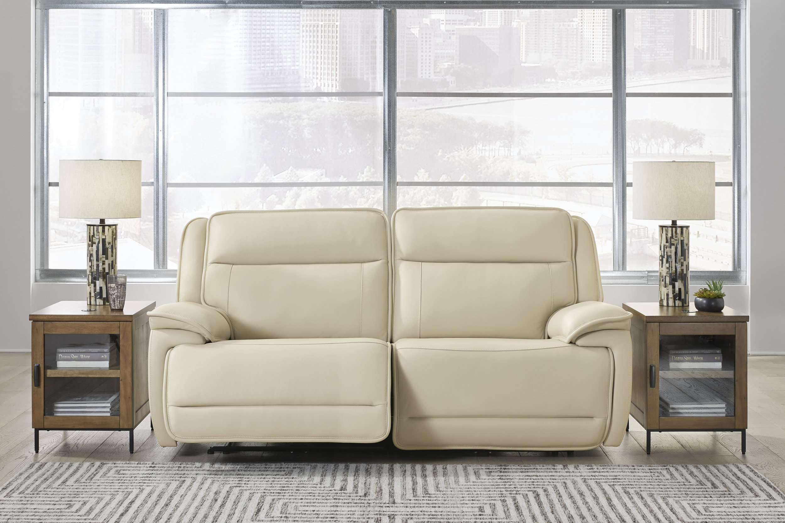 Double Deal 5-Piece L-Shaped Leather Power Reclining Sectional w/Console