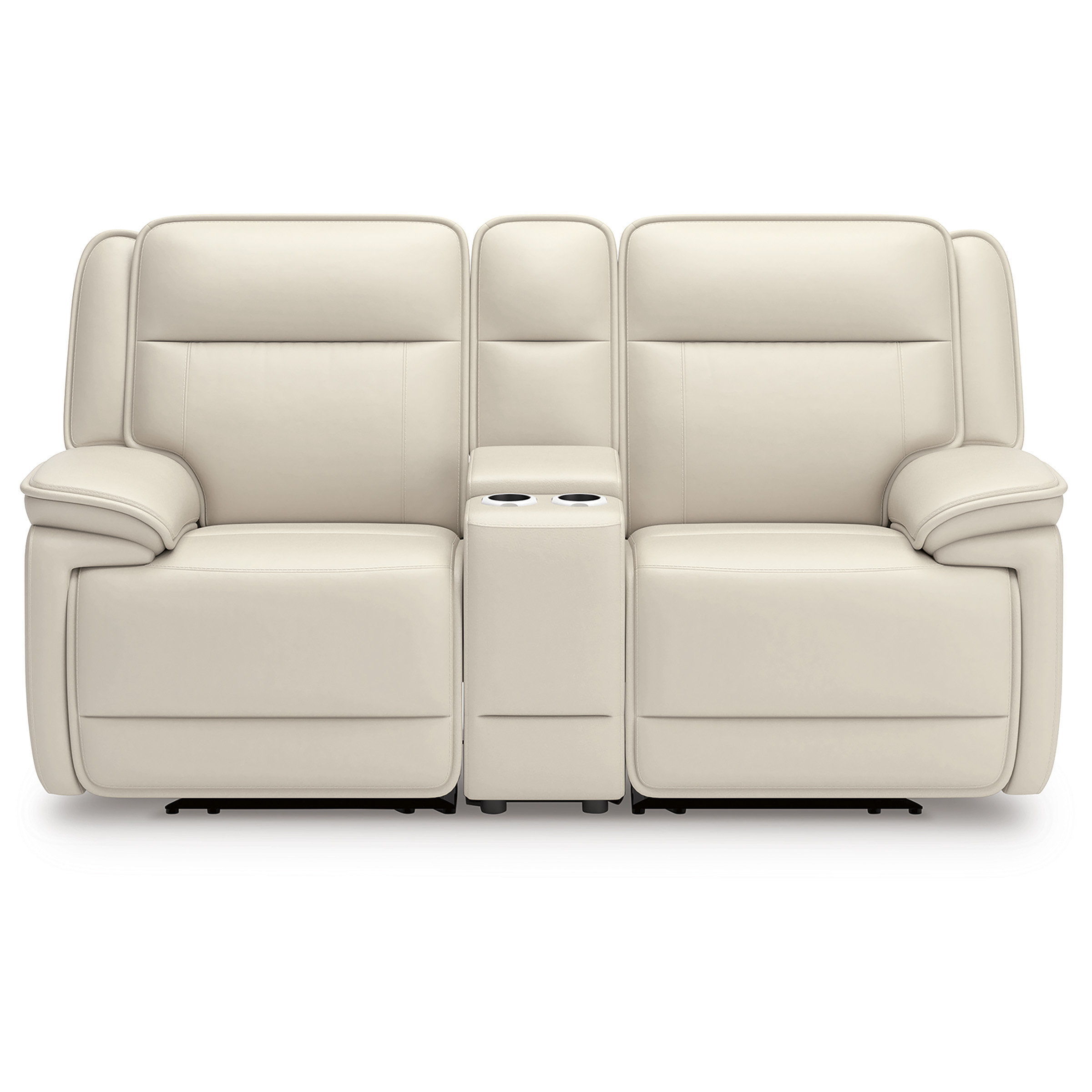 Double Deal 3-Piece Leather Modular Power Reclining Loveseat w/Console