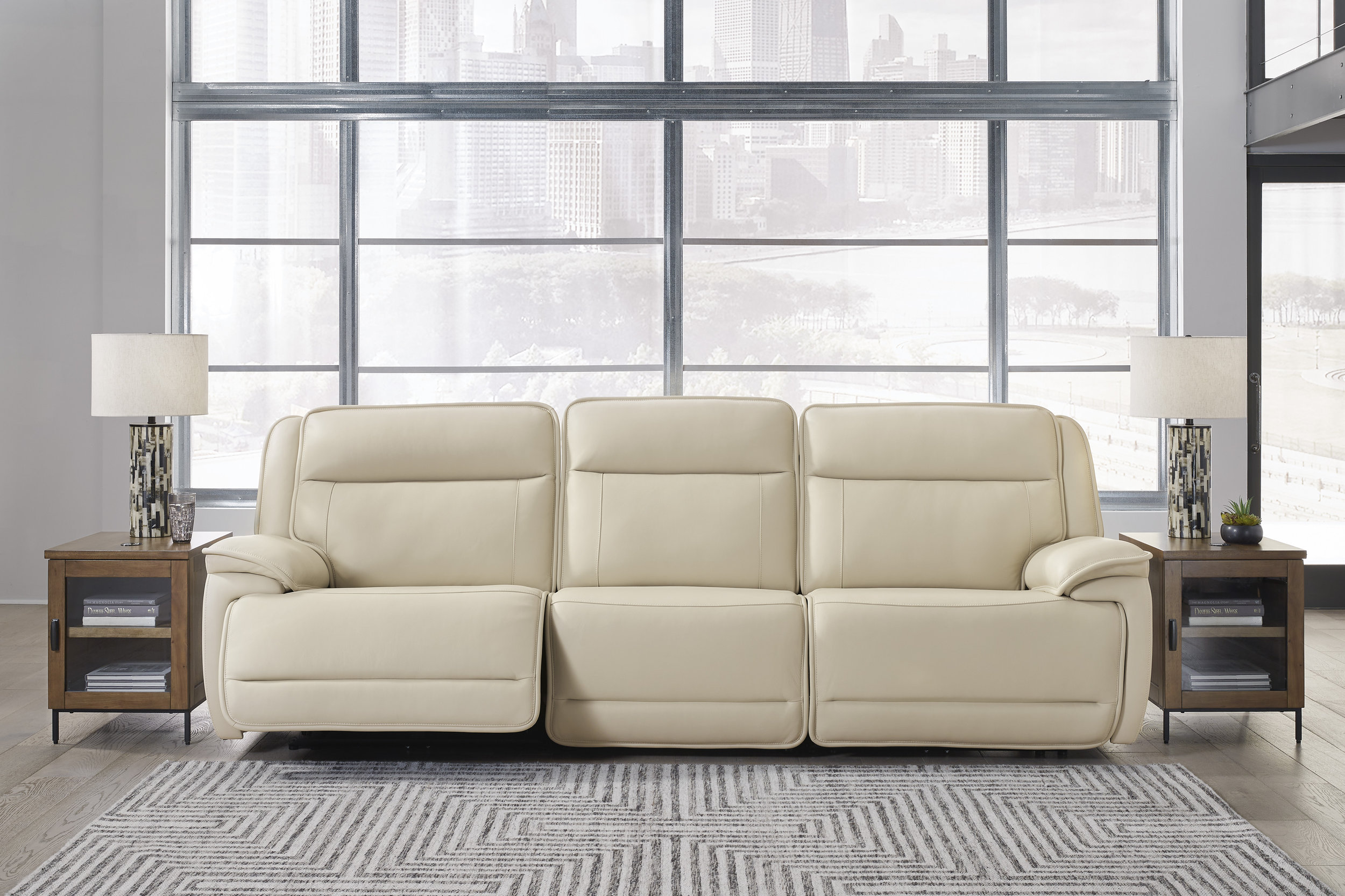 Double Deal Leather Modular Power Reclining Living Room Set