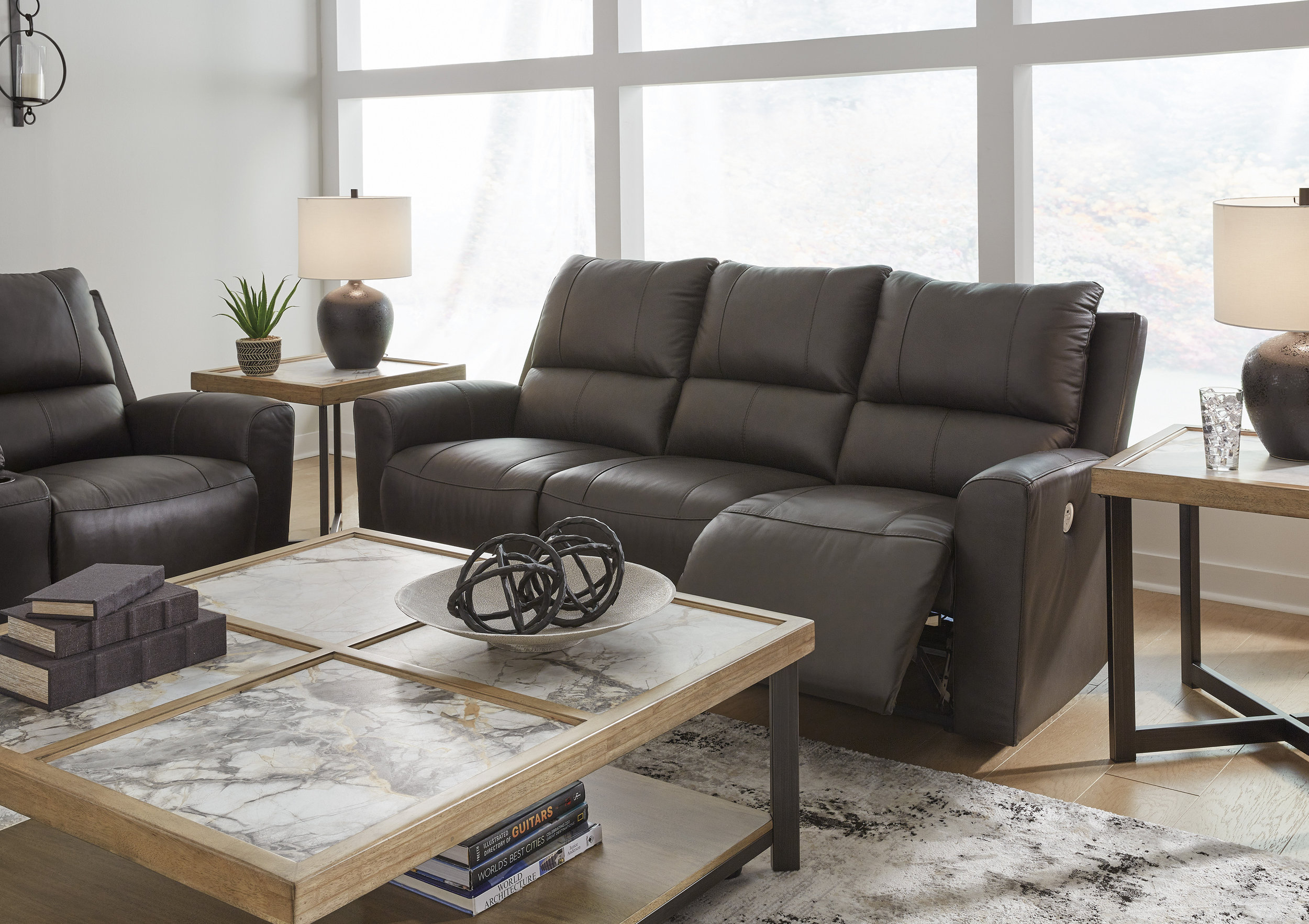 Ashley Boxmere Power Recliner Sofa in Storm