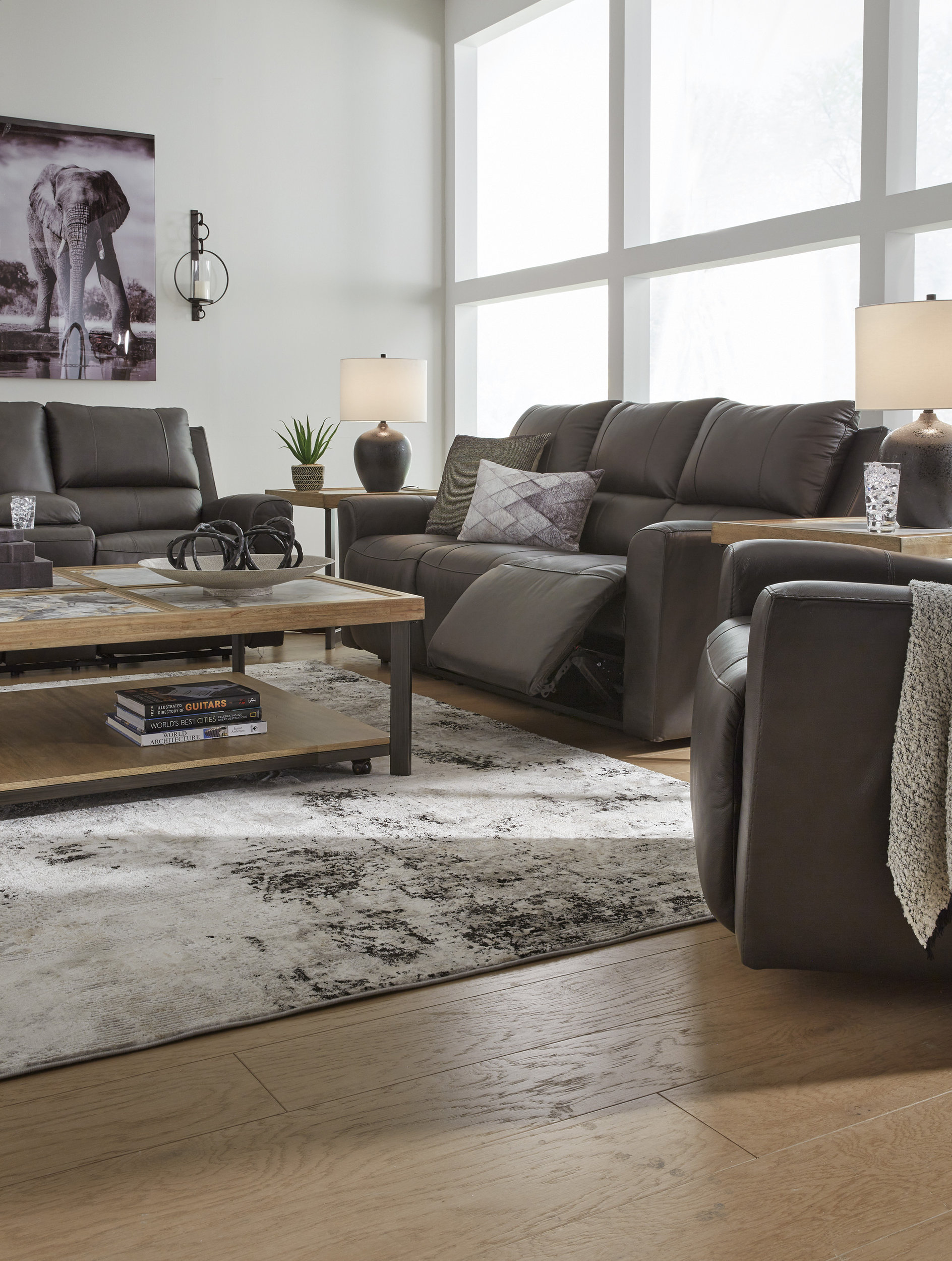 Boxmere Leather/PVC Power Reclining Living Room Set