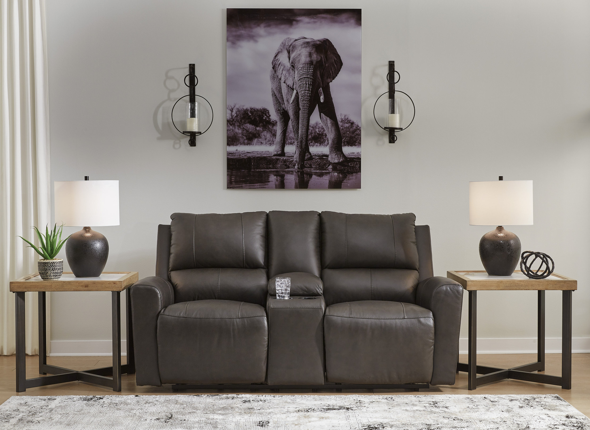 Boxmere Leather/PVC Power Reclining Living Room Set