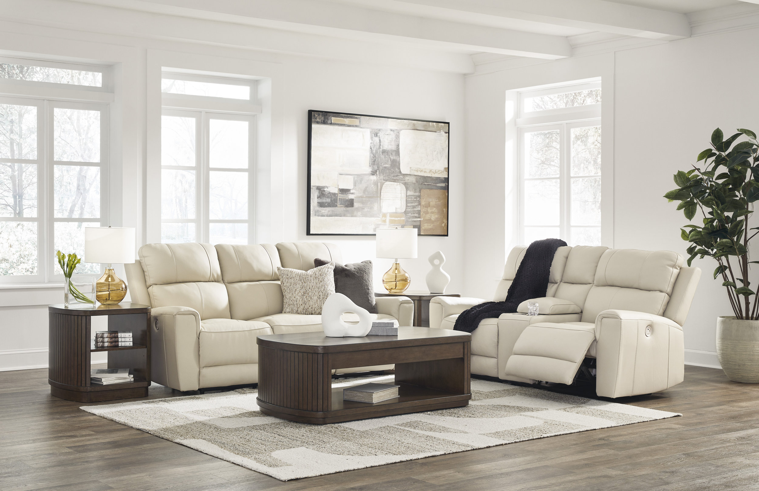 Dahlmoore Leather/PVC Power Reclining Living Room Set
