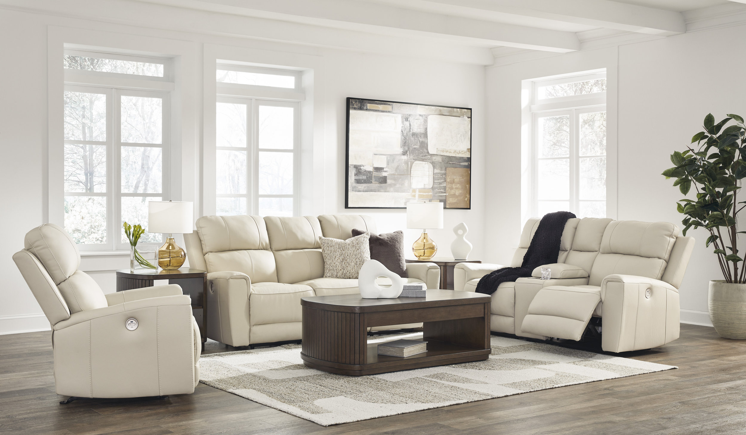 Dahlmoore Leather/PVC Power Reclining Living Room Set