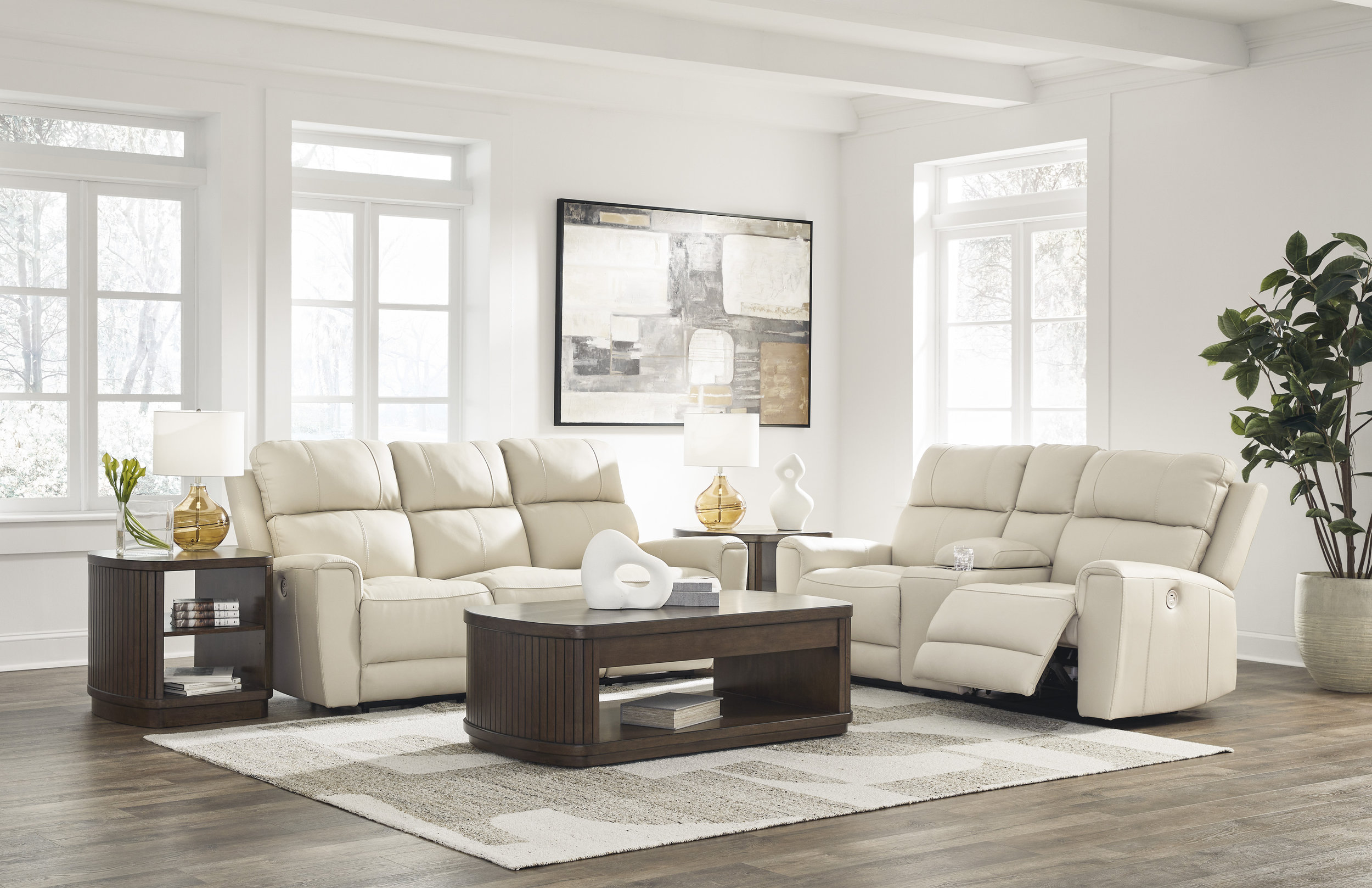 Dahlmoore Leather/PVC Power Reclining Living Room Set