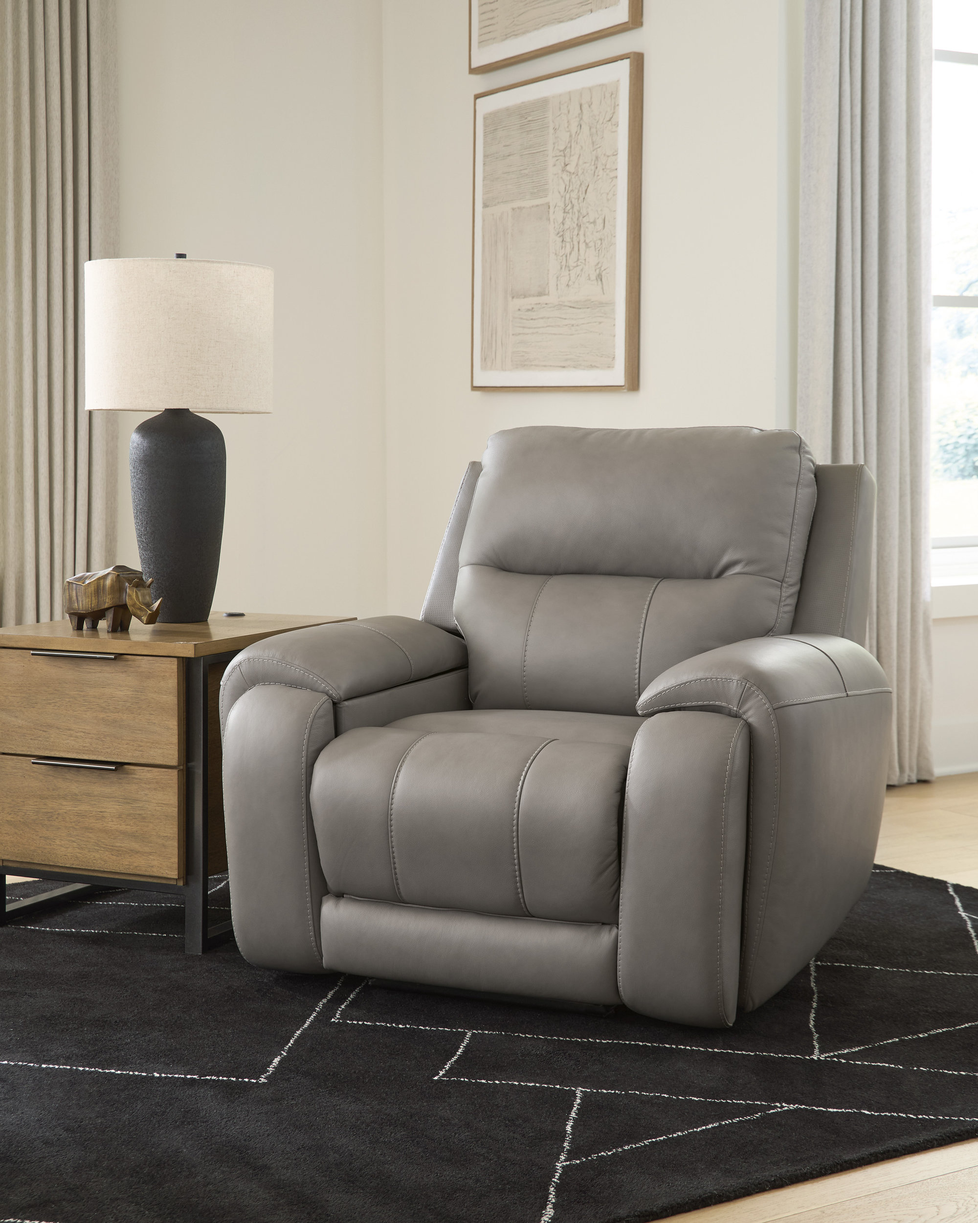 Real Moments Leather Power Reclining Living Room Set with Audio Seating