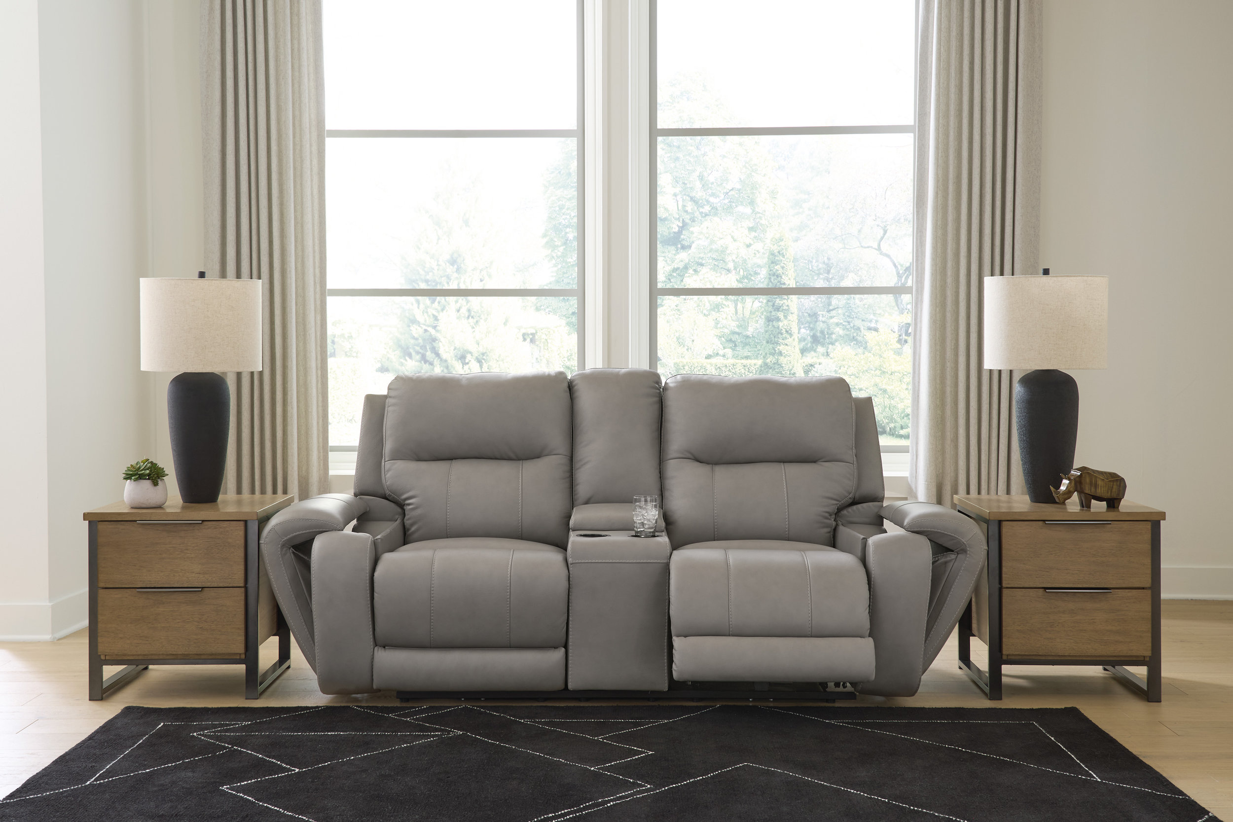 Real Moments Leather Power Reclining Loveseat with Audio Seating