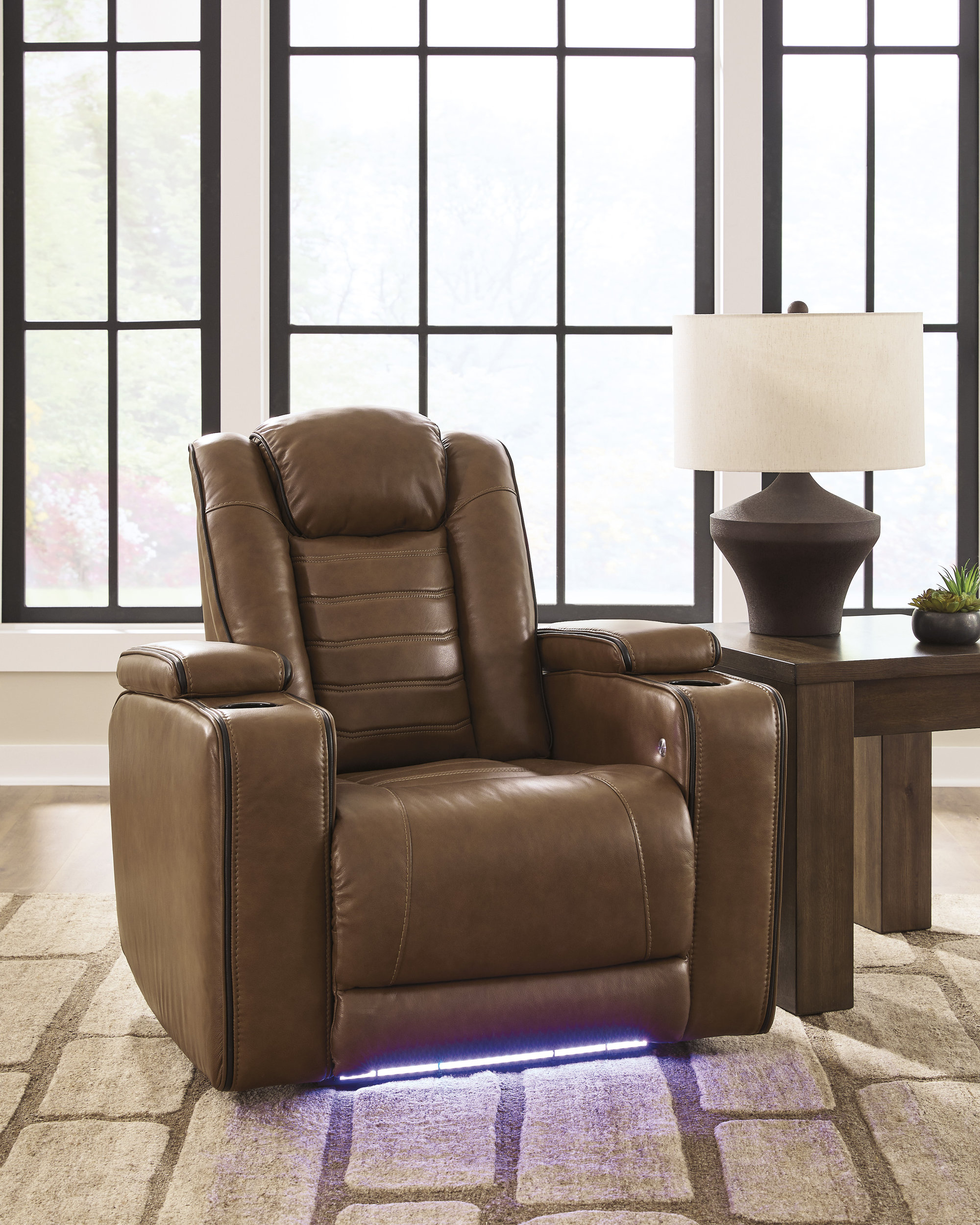 Gruaro Leather Power Reclining Living Room Set with Adjustable Headrest