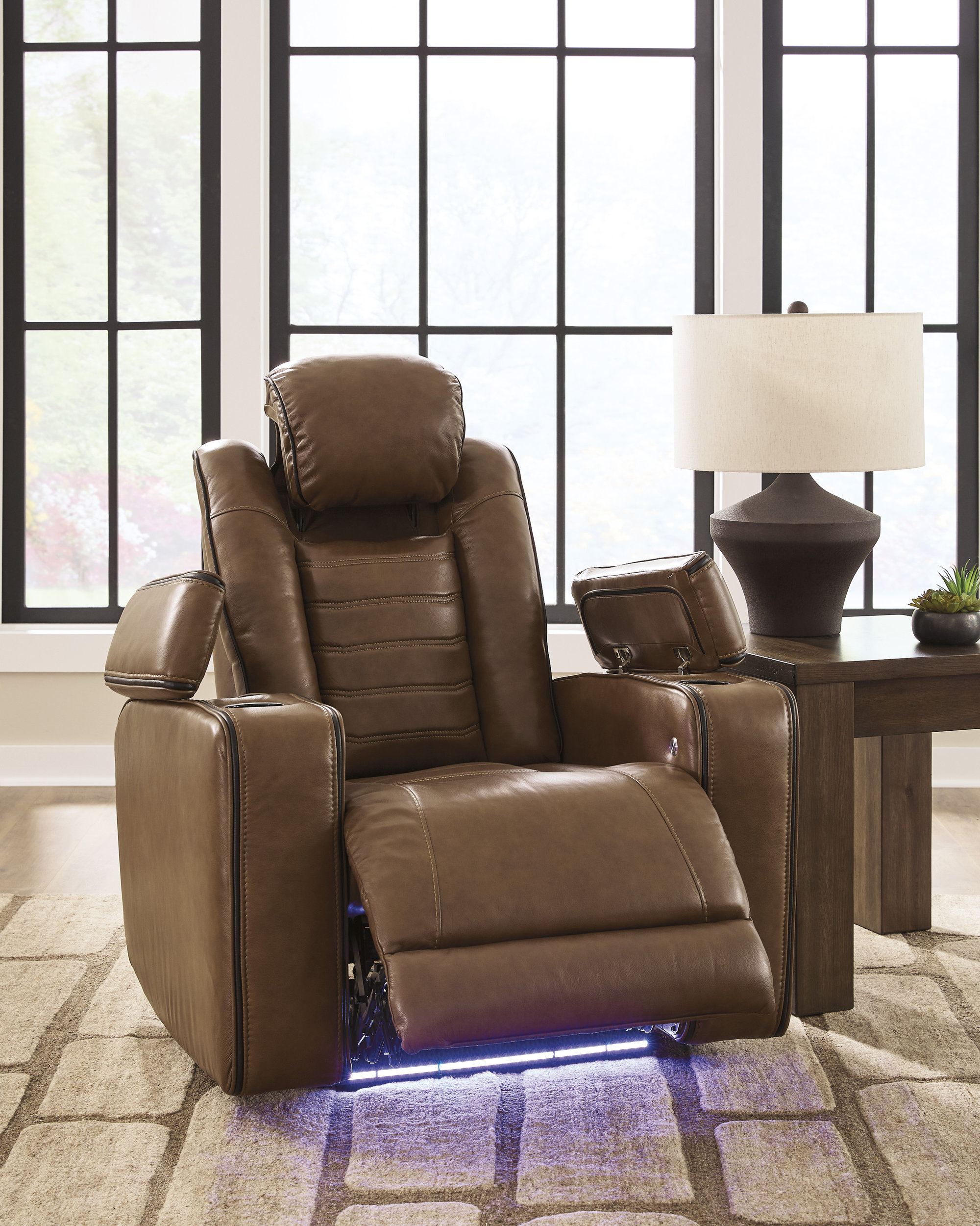 Gruaro Leather Power Reclining Living Room Set with Adjustable Headrest