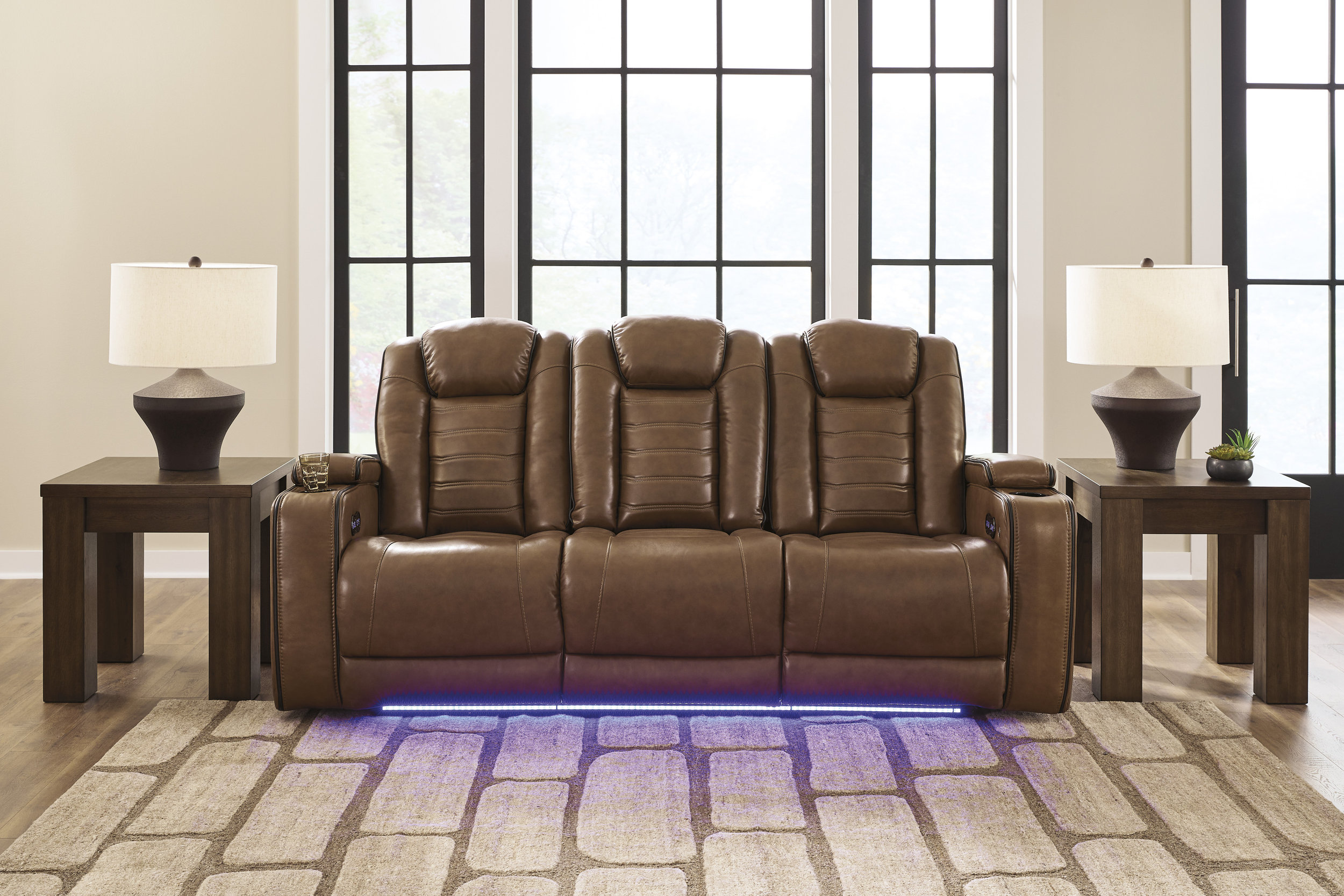 Gruaro Leather Power Reclining Living Room Set with Adjustable Headrest