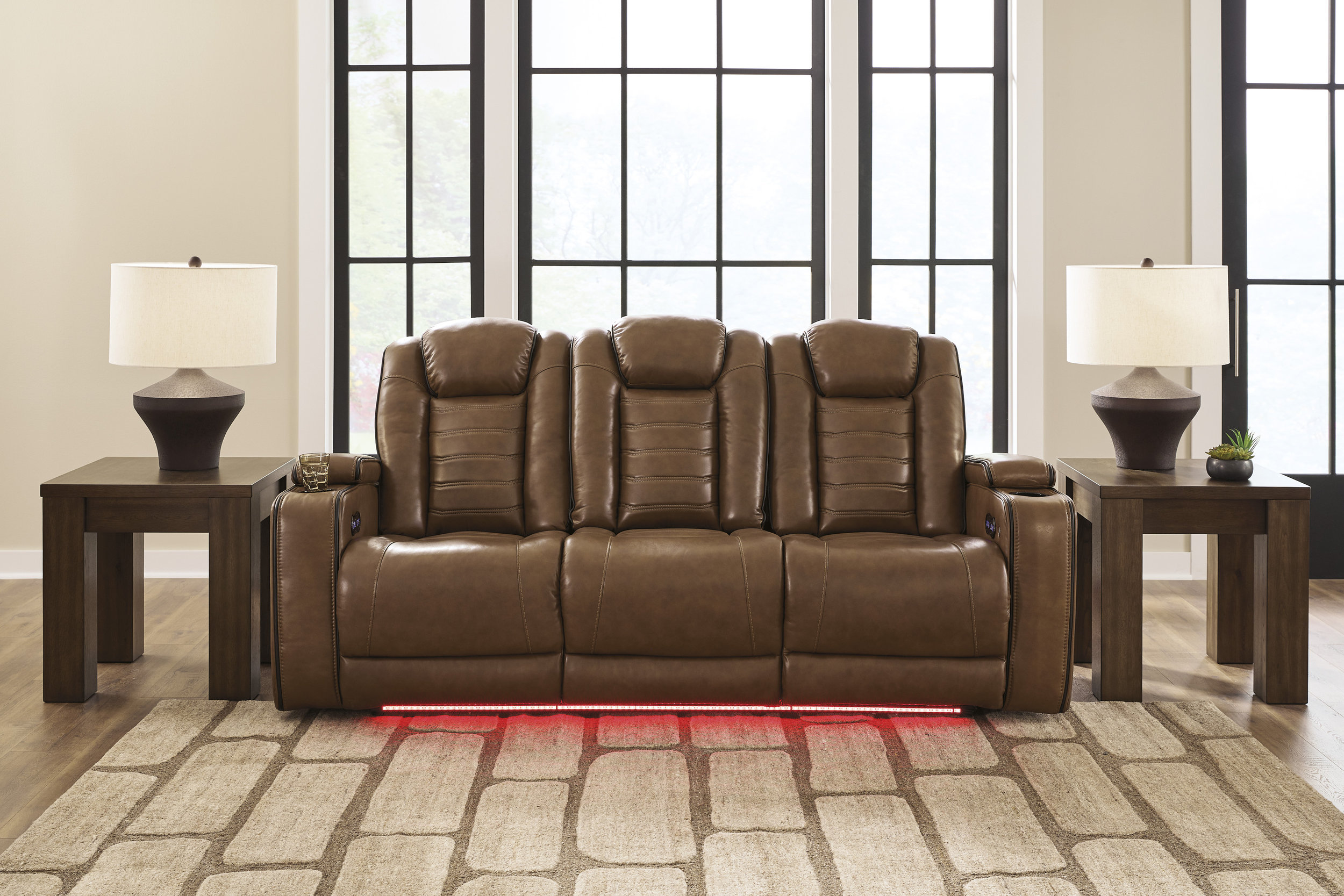 Gruaro Leather Power Reclining Sofa with Adjustable Headrest