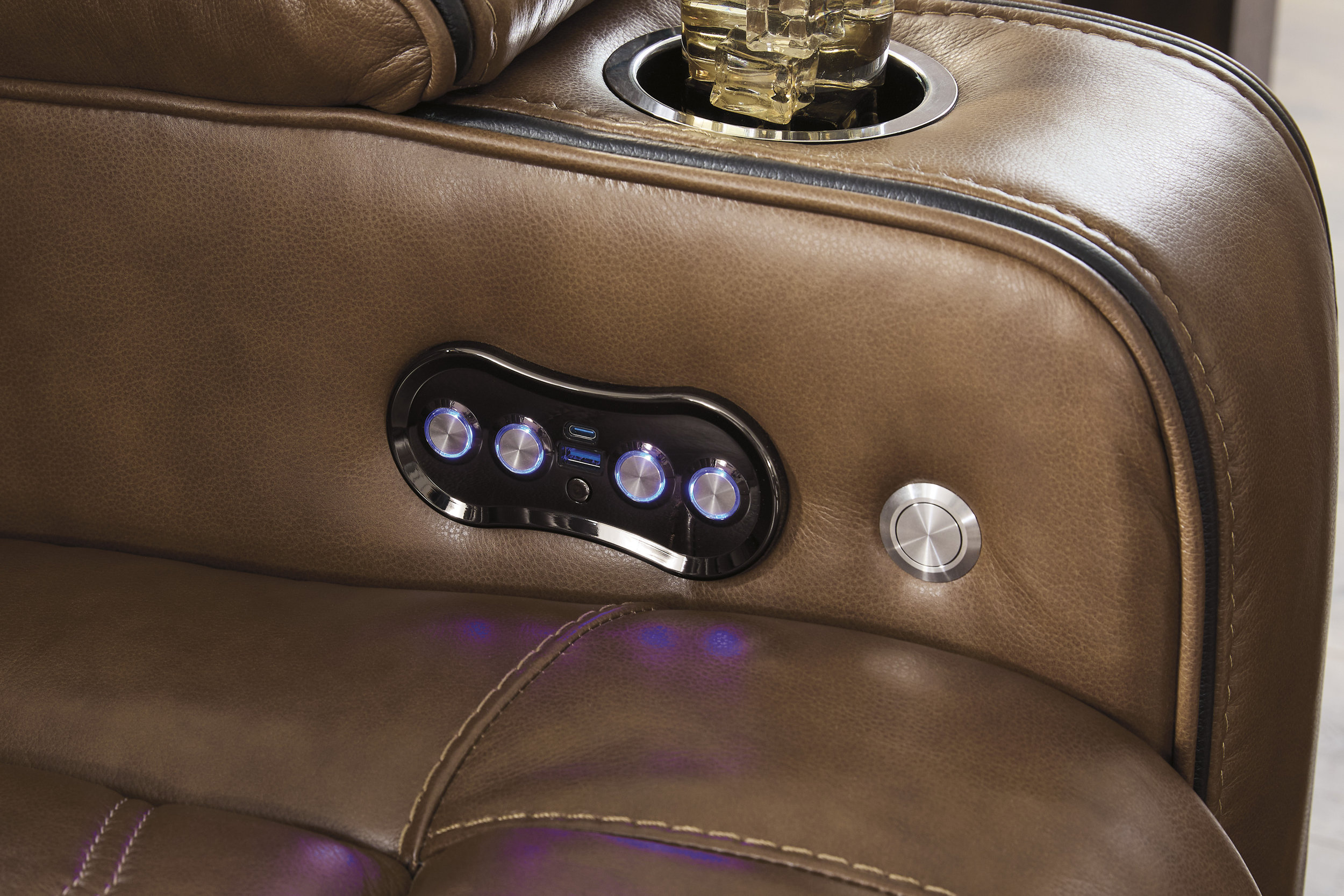 Gruaro Leather Power Reclining Living Room Set with Adjustable Headrest