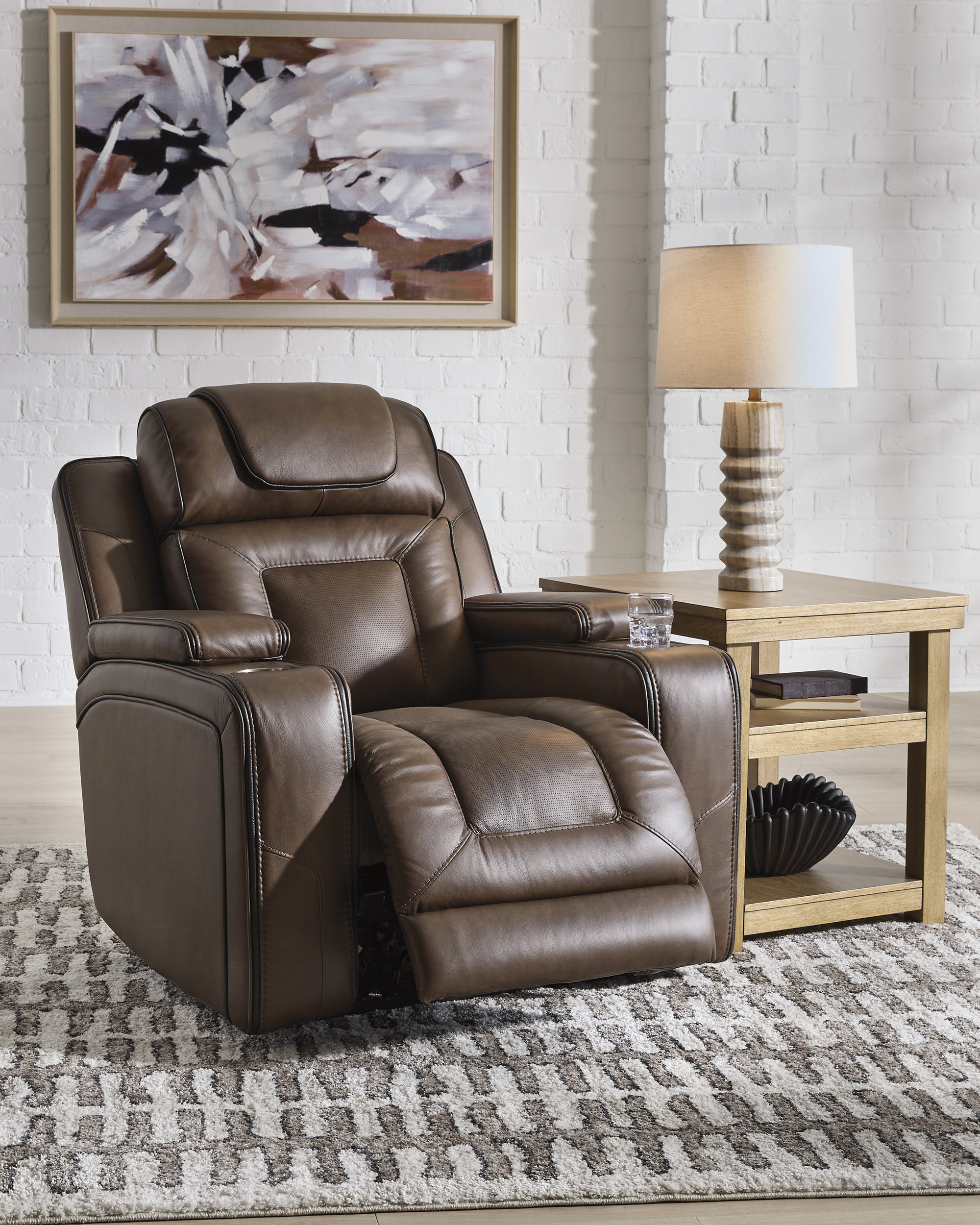 Mestrino Leather Power Reclining Living Room Set with Adjustable Headrest