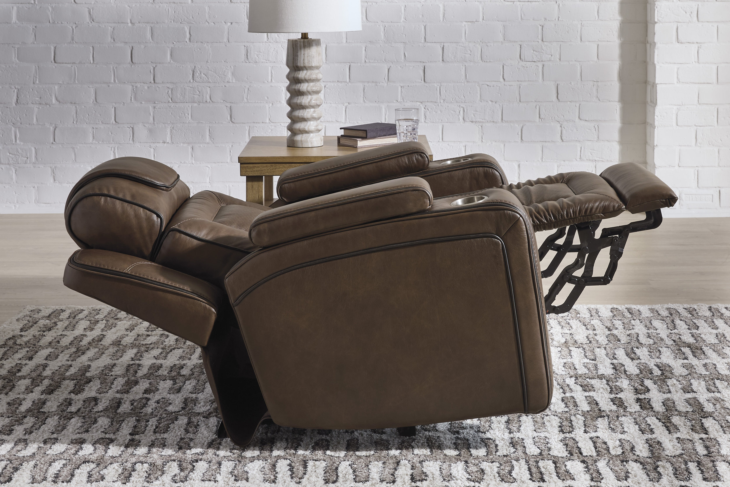 Mestrino Leather Power Reclining Loveseat with Fridge Cooler