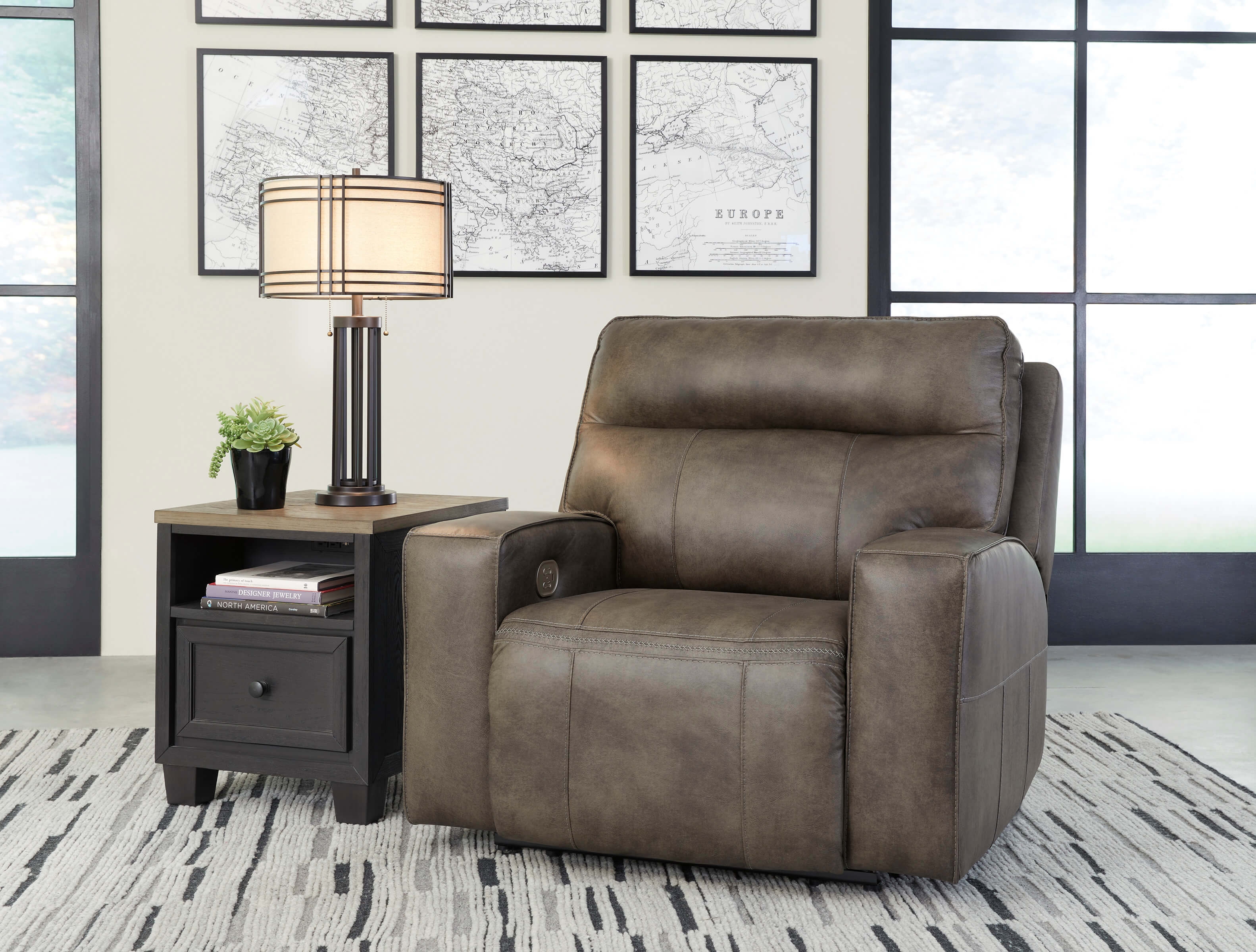 Game Plan Leather Oversized Power Reclining Chair