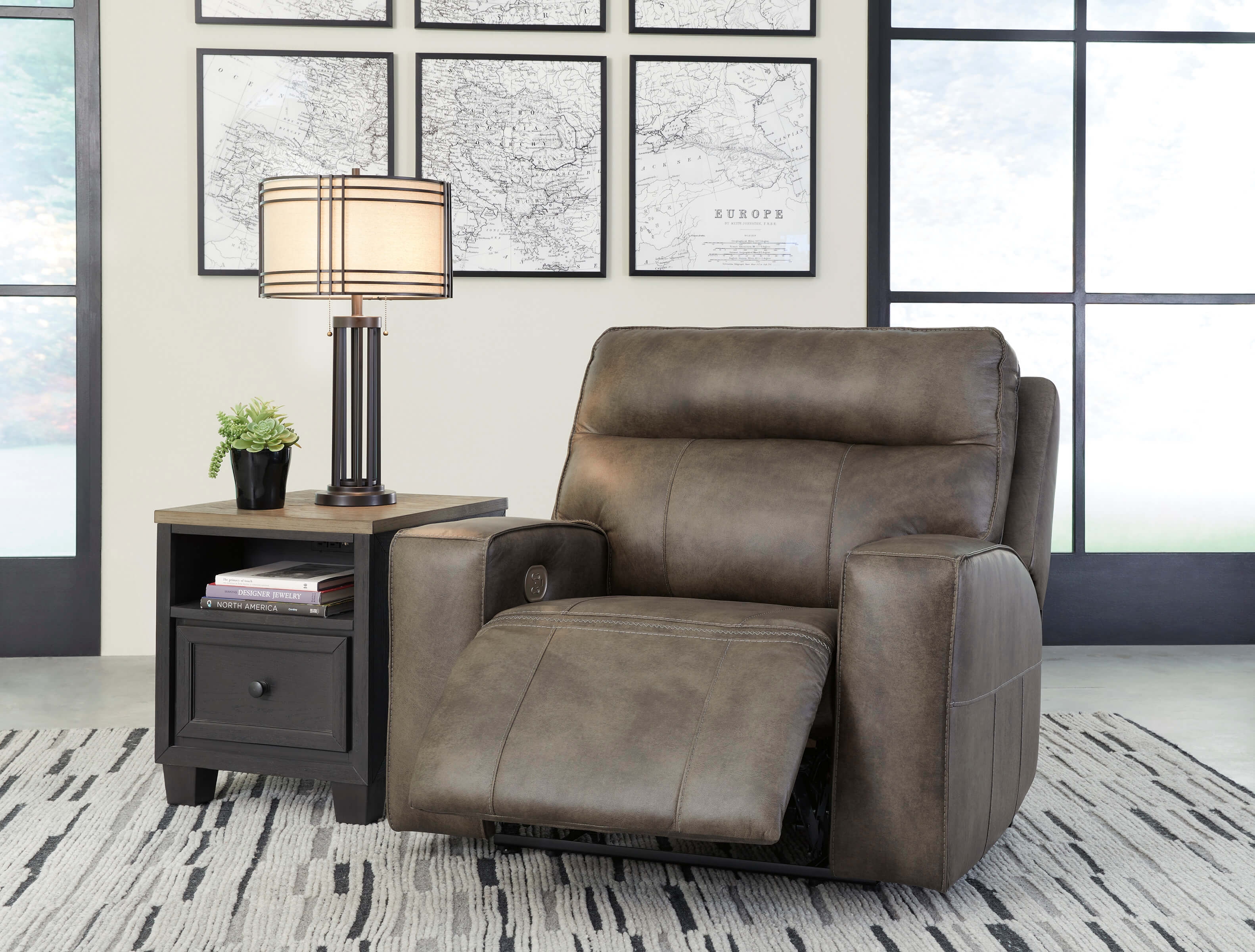 Game Plan Leather Oversized Power Reclining Chair
