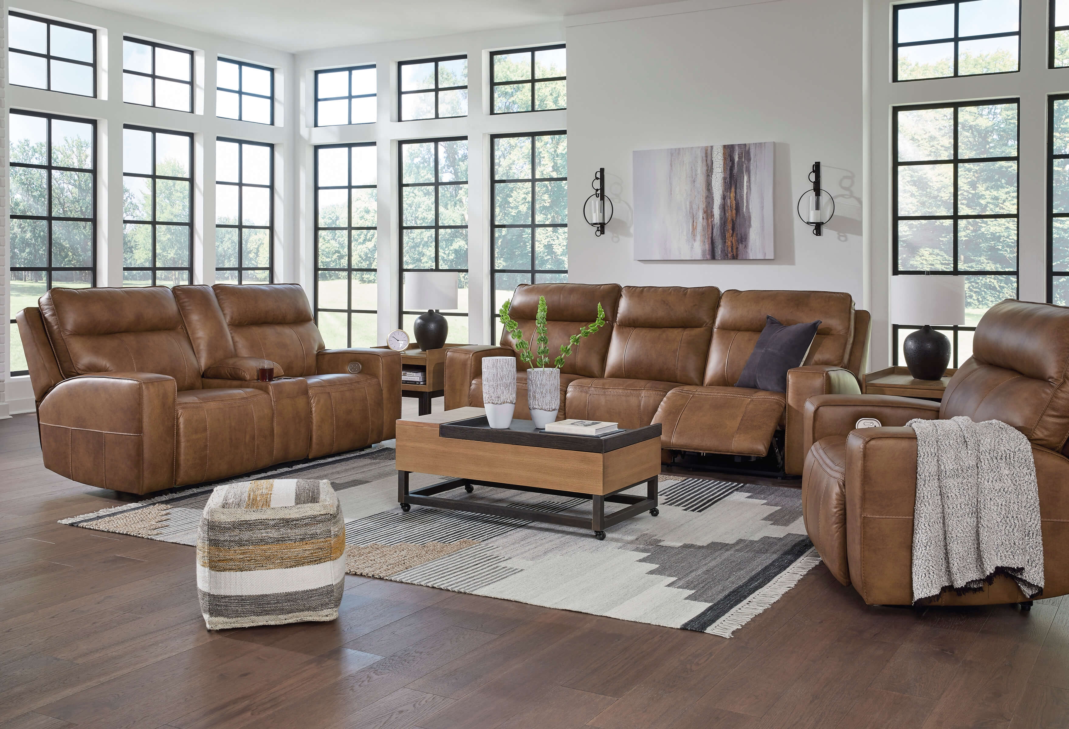 Game Plan Leather Power Reclining Living Room Set