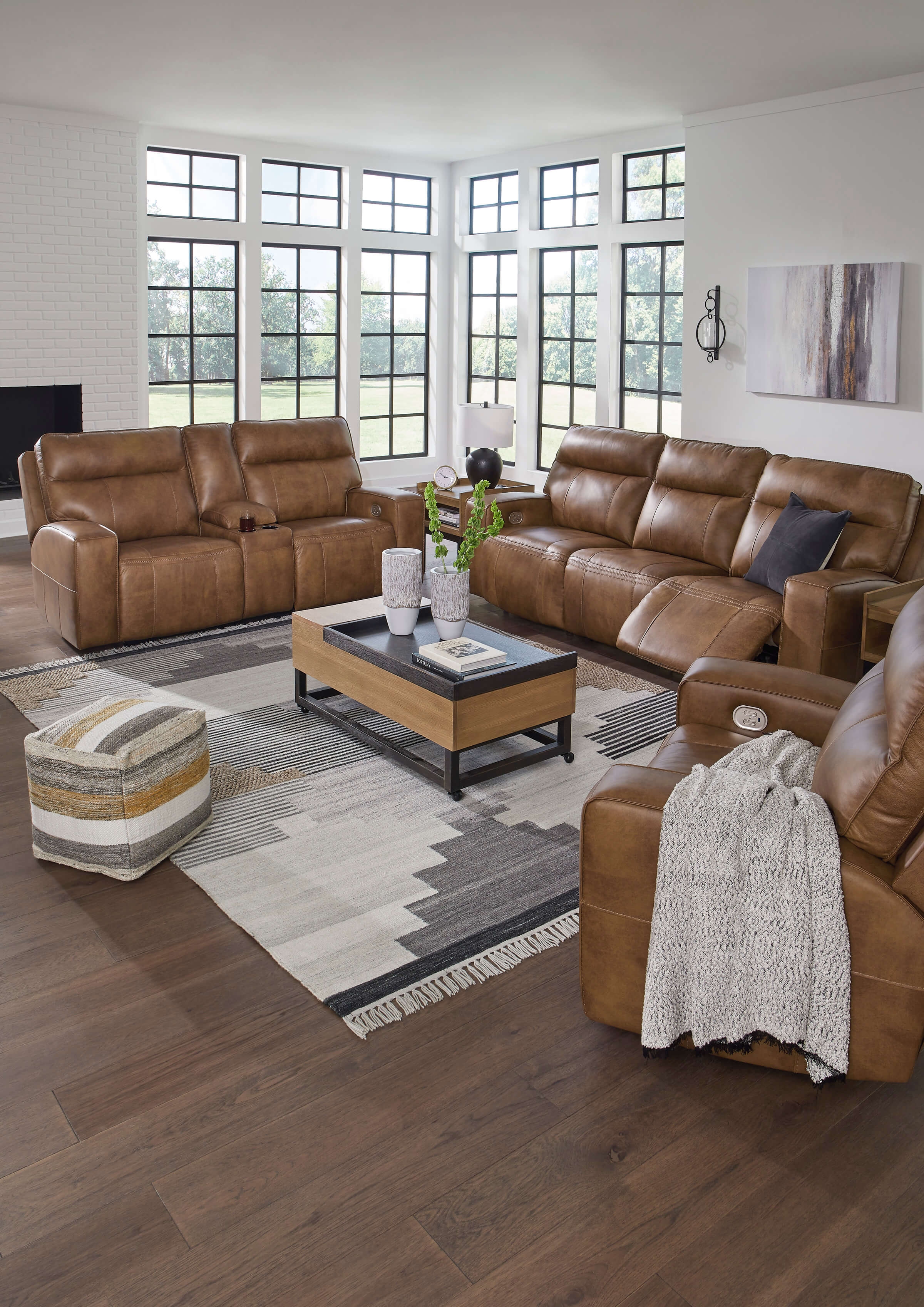 Game Plan Leather Power Reclining Living Room Set