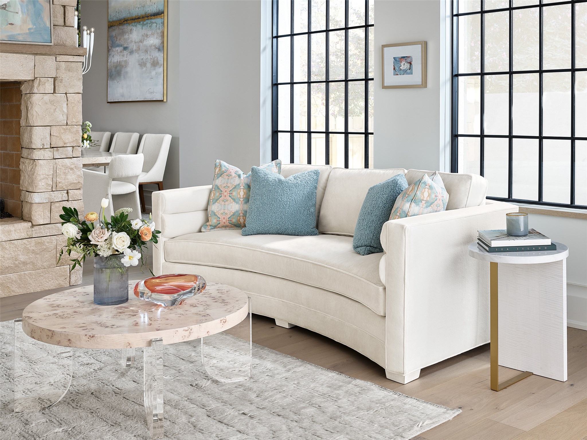 Reverie Stone/Metal Round Accent Table