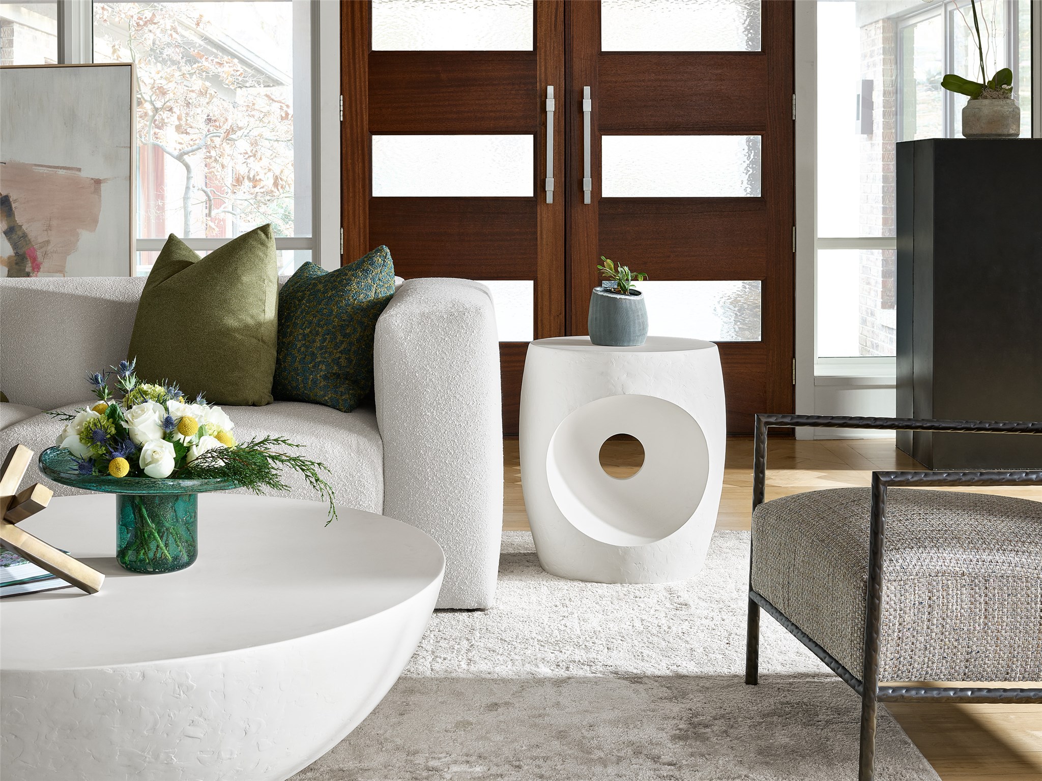 Canyo Oval Textured Accent Table