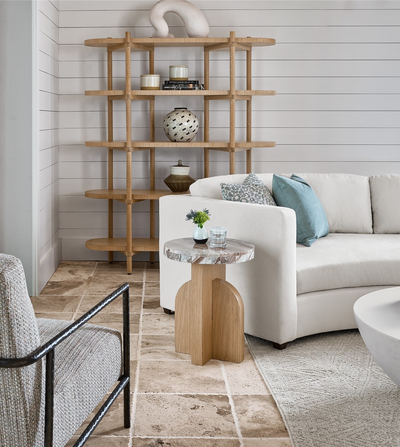 Reverine Stone/Wood Accent End Table