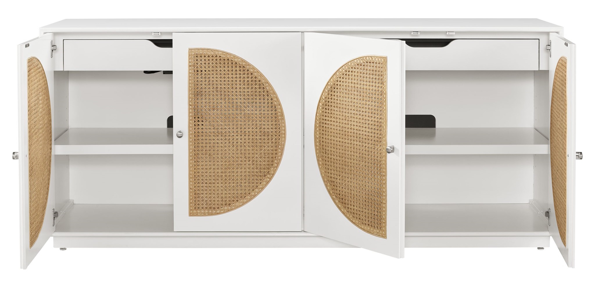 Nomad Wood/Cane TV Entertainment Credenza Stand w/4 Doors