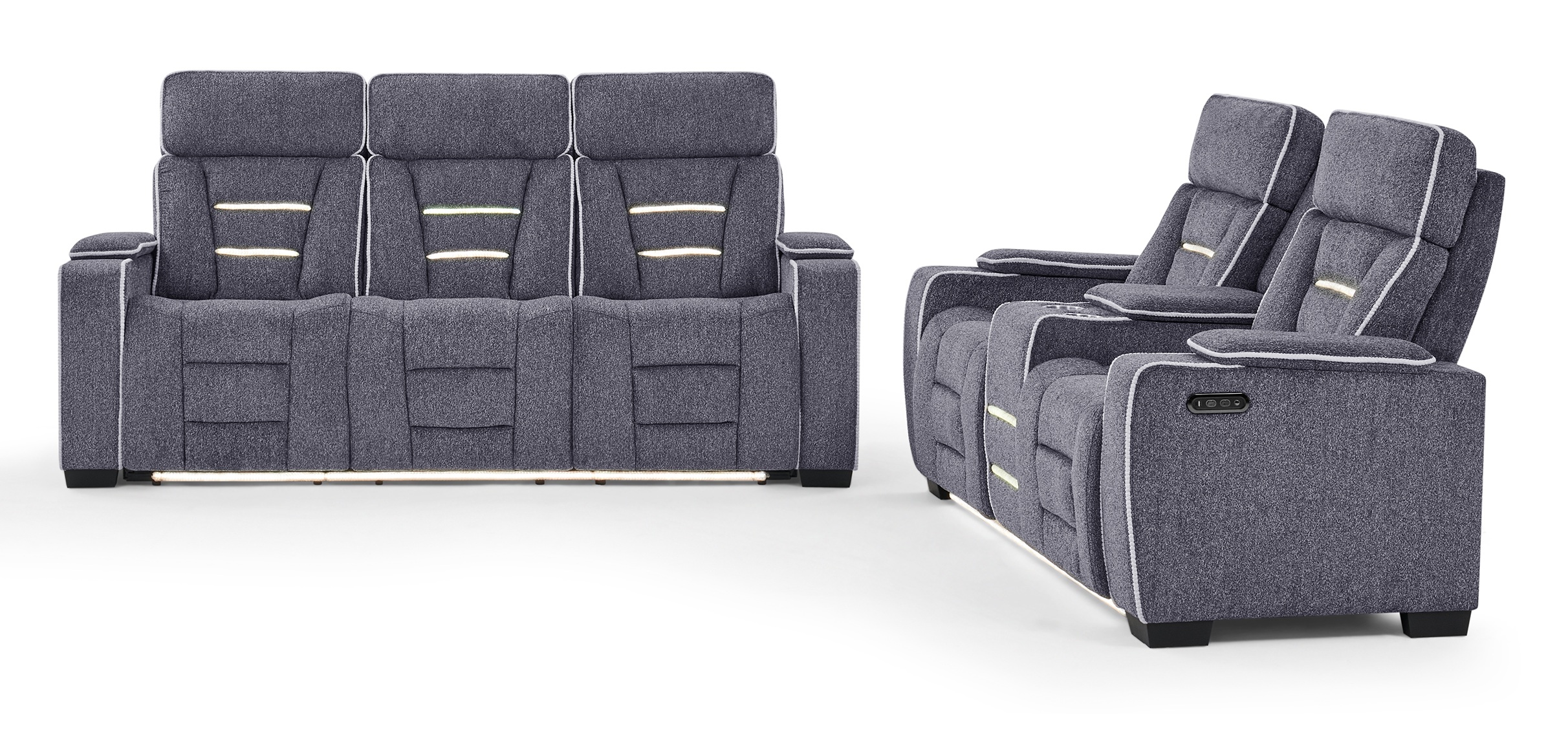 U1895 Fabric Reclining Living Room Set with LED Light