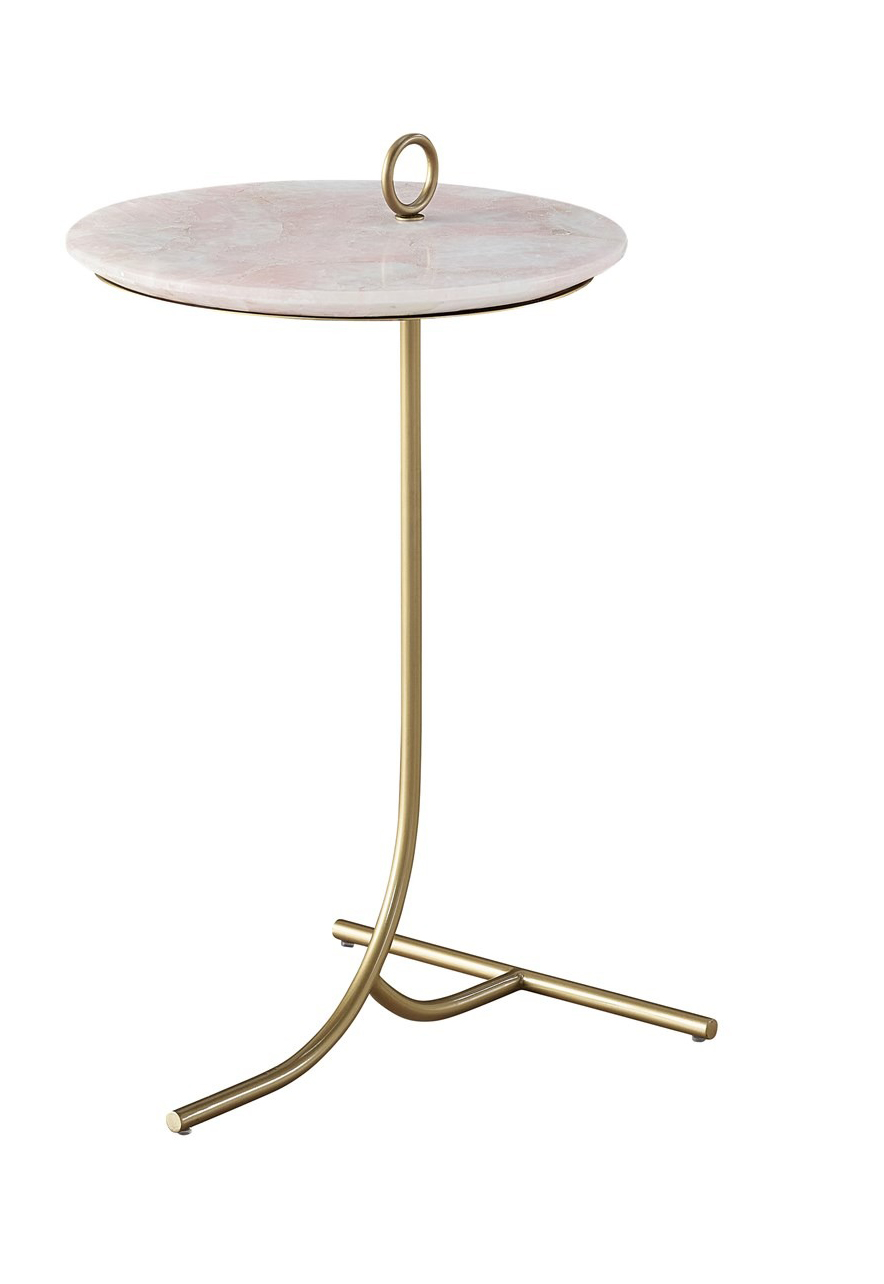 Rose Quartz/Metal Accent Table