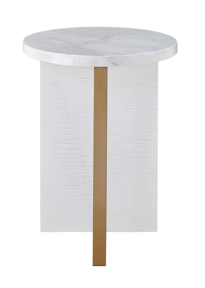 Reverie Stone/Metal Round Accent Table