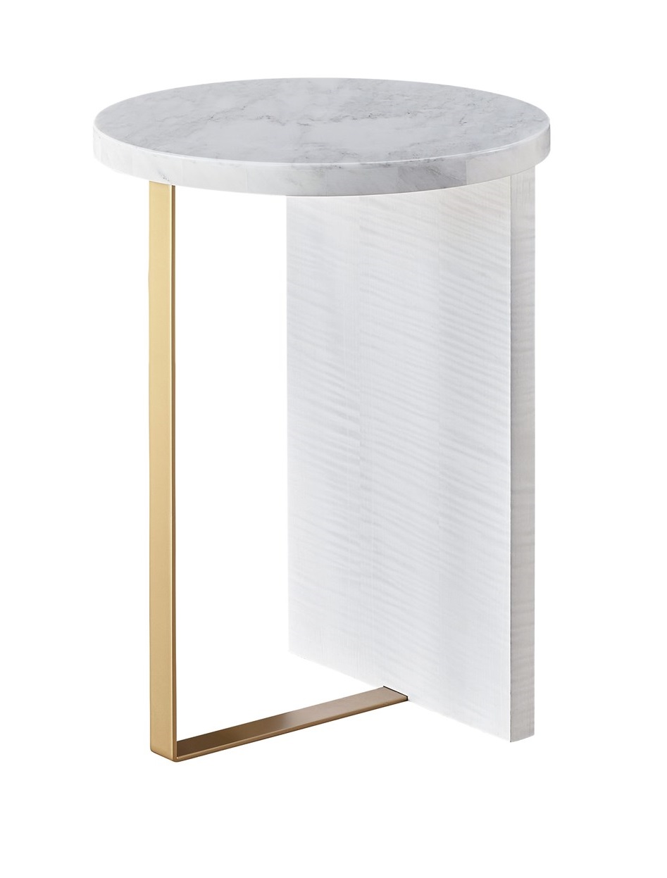 Reverie Stone/Metal Round Accent Table