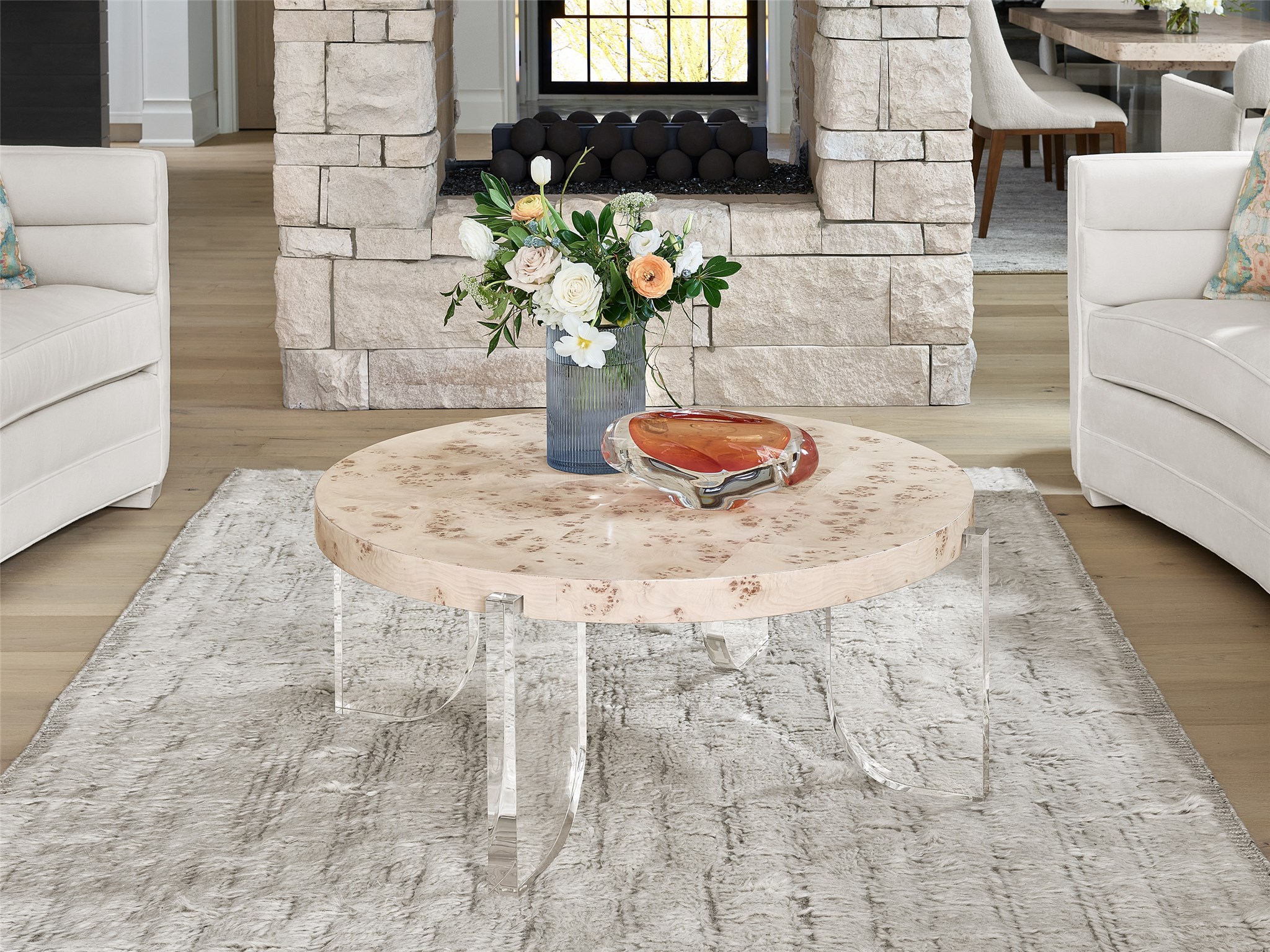 Aerial Wood/Acrylic Round Coffee Table
