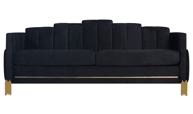SM Empire Velvet Living Room Set w/Light