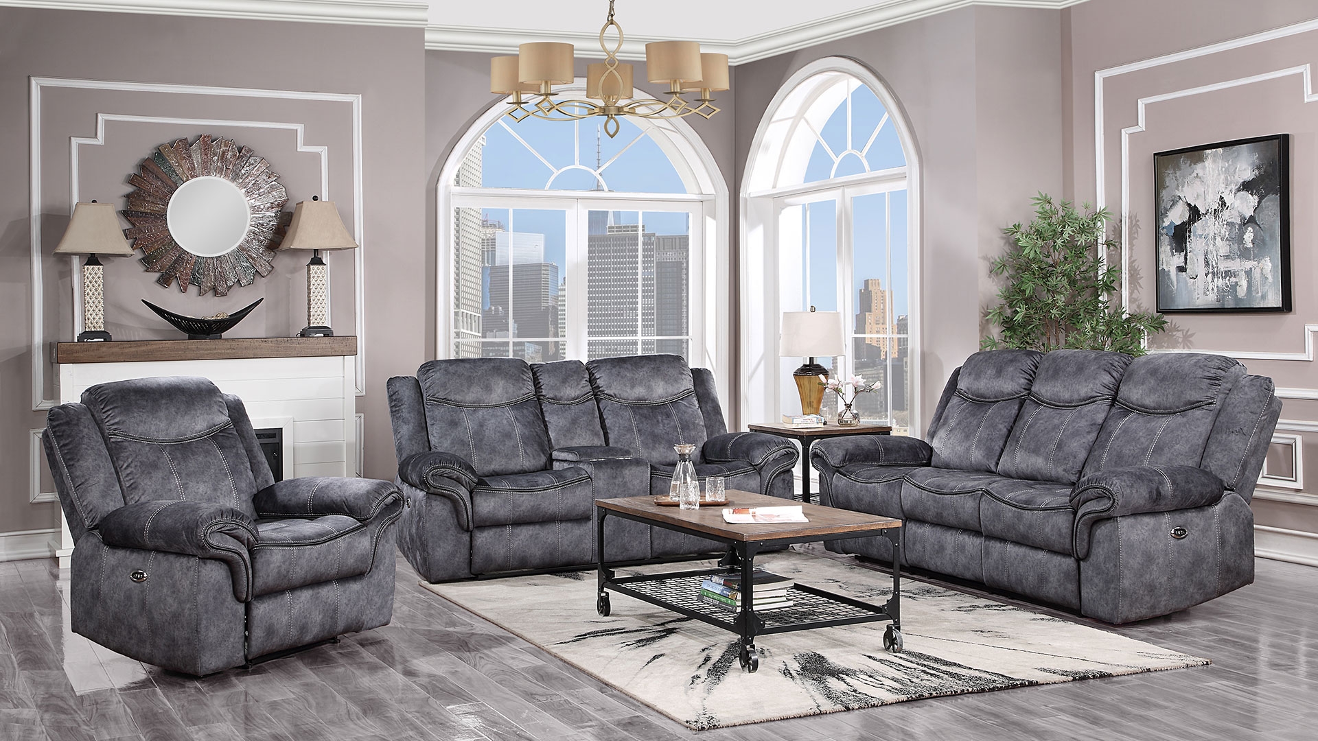 U2200 Leatherette Power Reclining Living Room Set