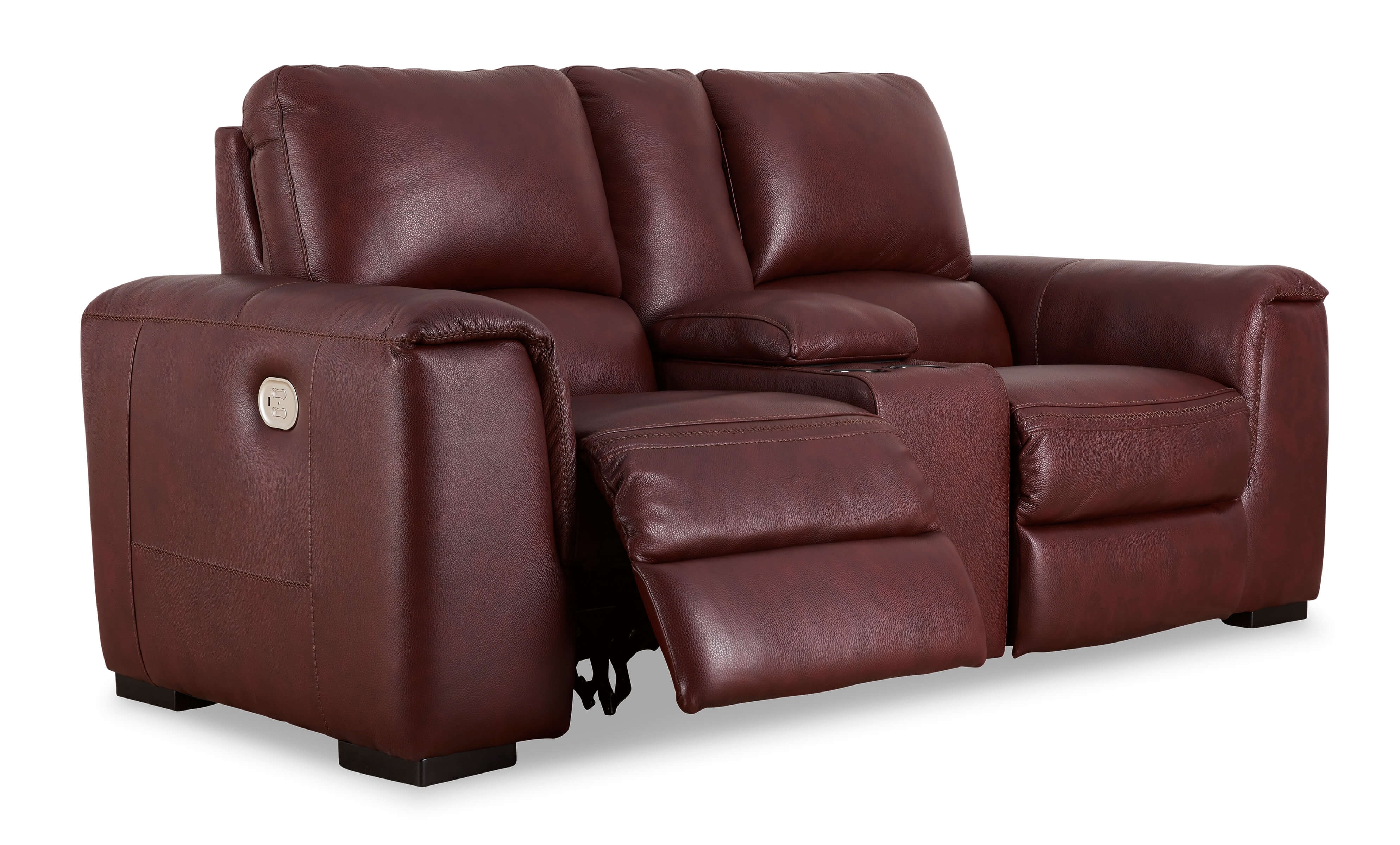 Alessandro Garnet Leather Power Reclining Loveseat