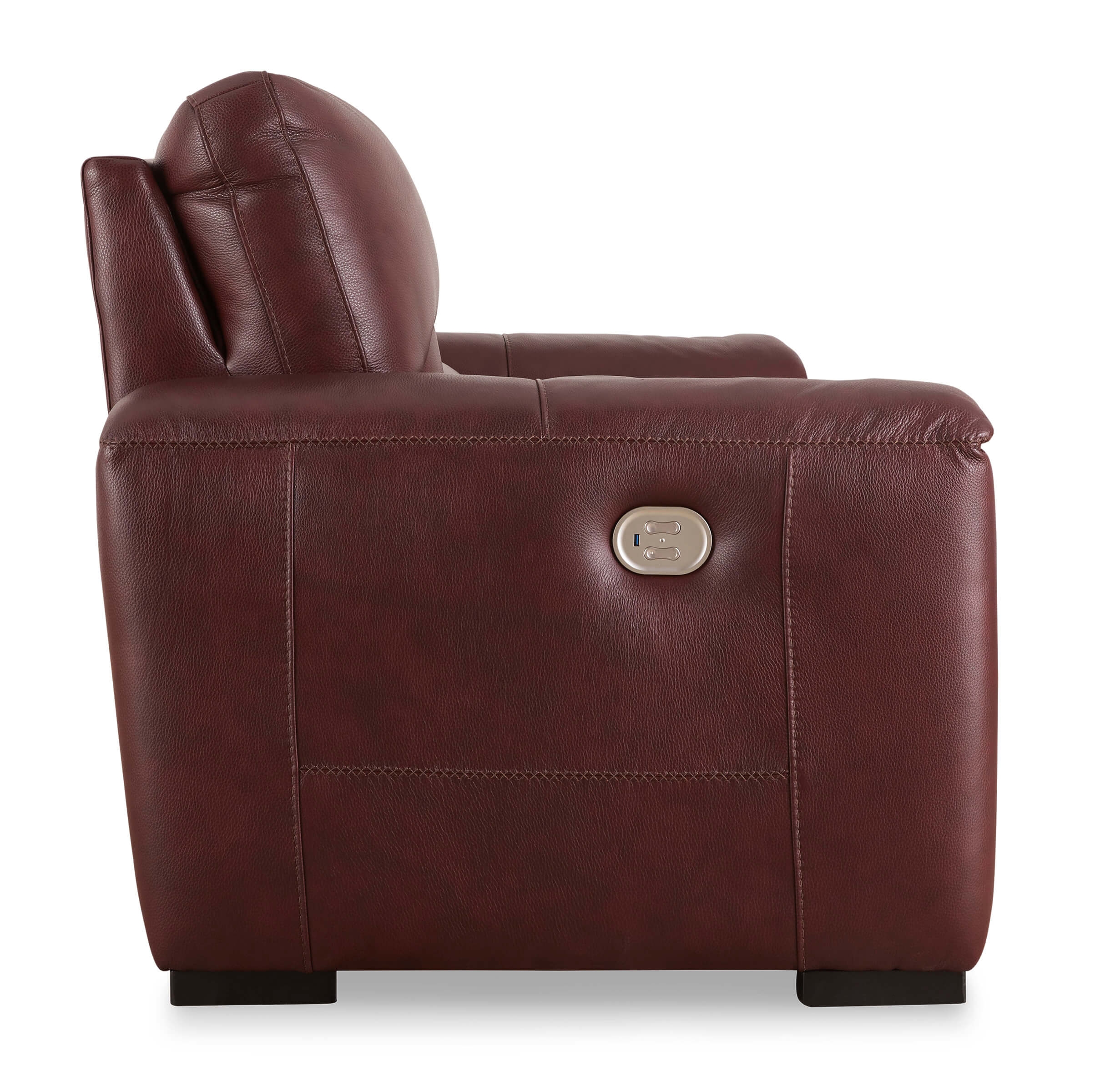 Ashley Alessandro Garnet Leather Loveseat Side