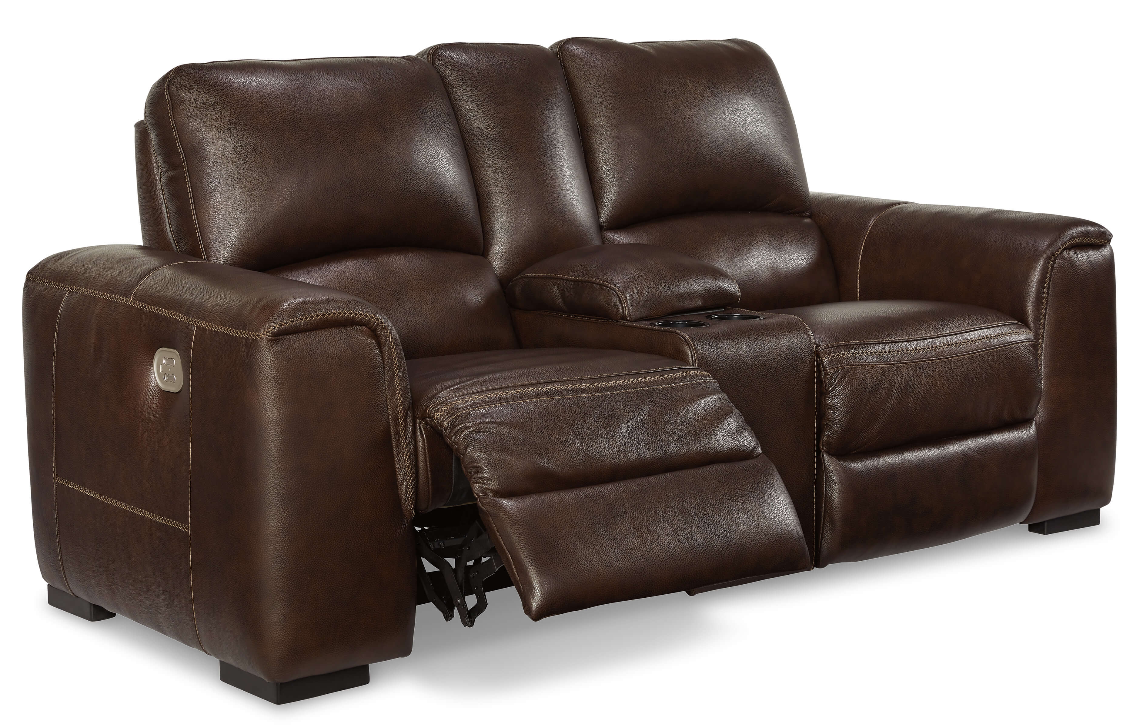Alessandro Walnut Leather Power Reclining Loveseat