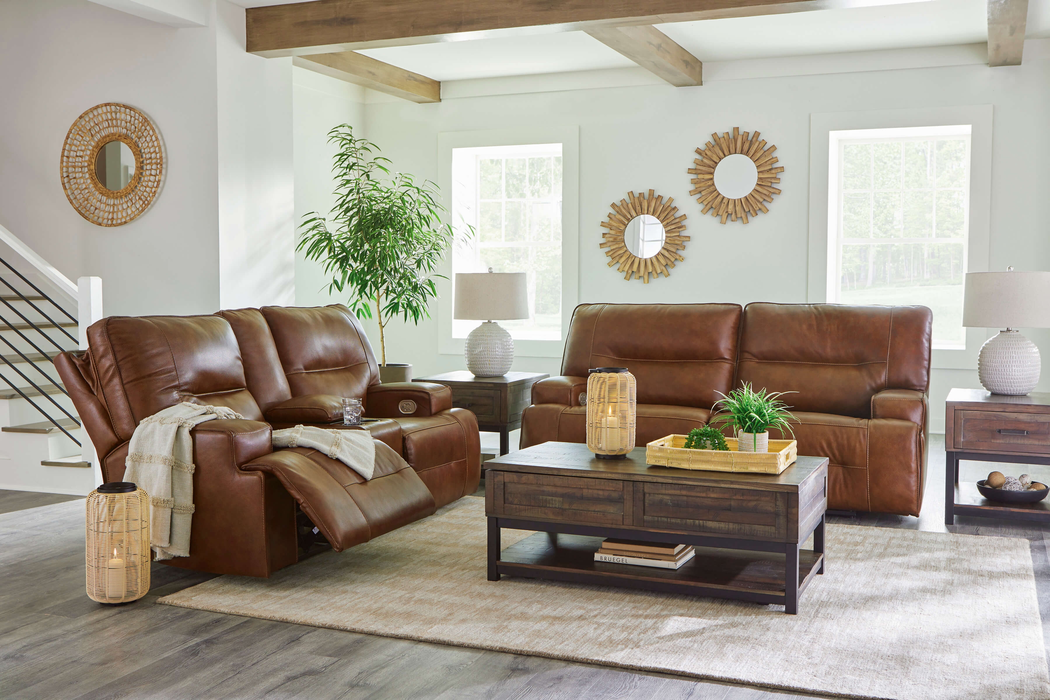 Ashley Francesca Leather Power Recliner Living Room Set