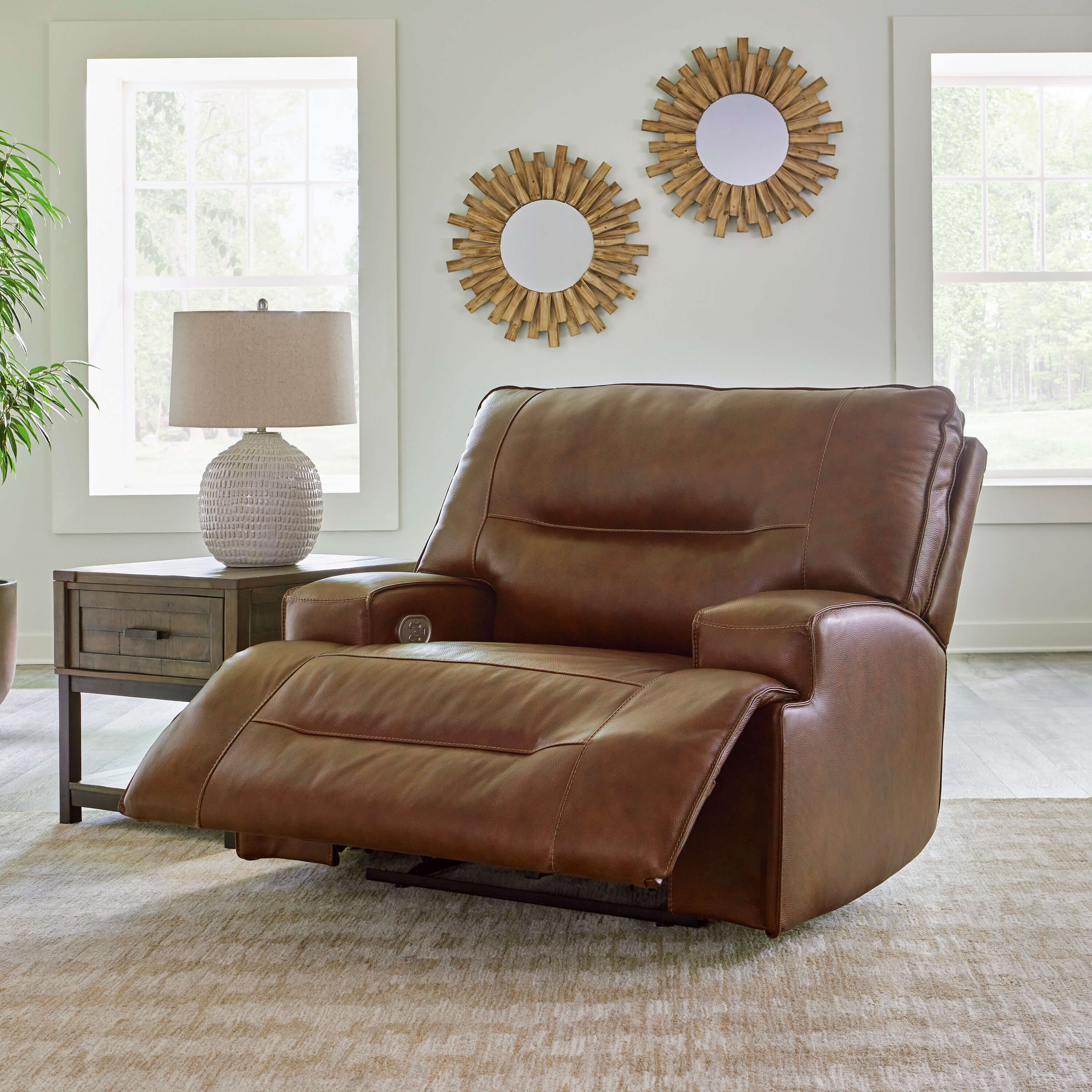 Ashley Francesca Leather Dual Power Recliner Loveseat