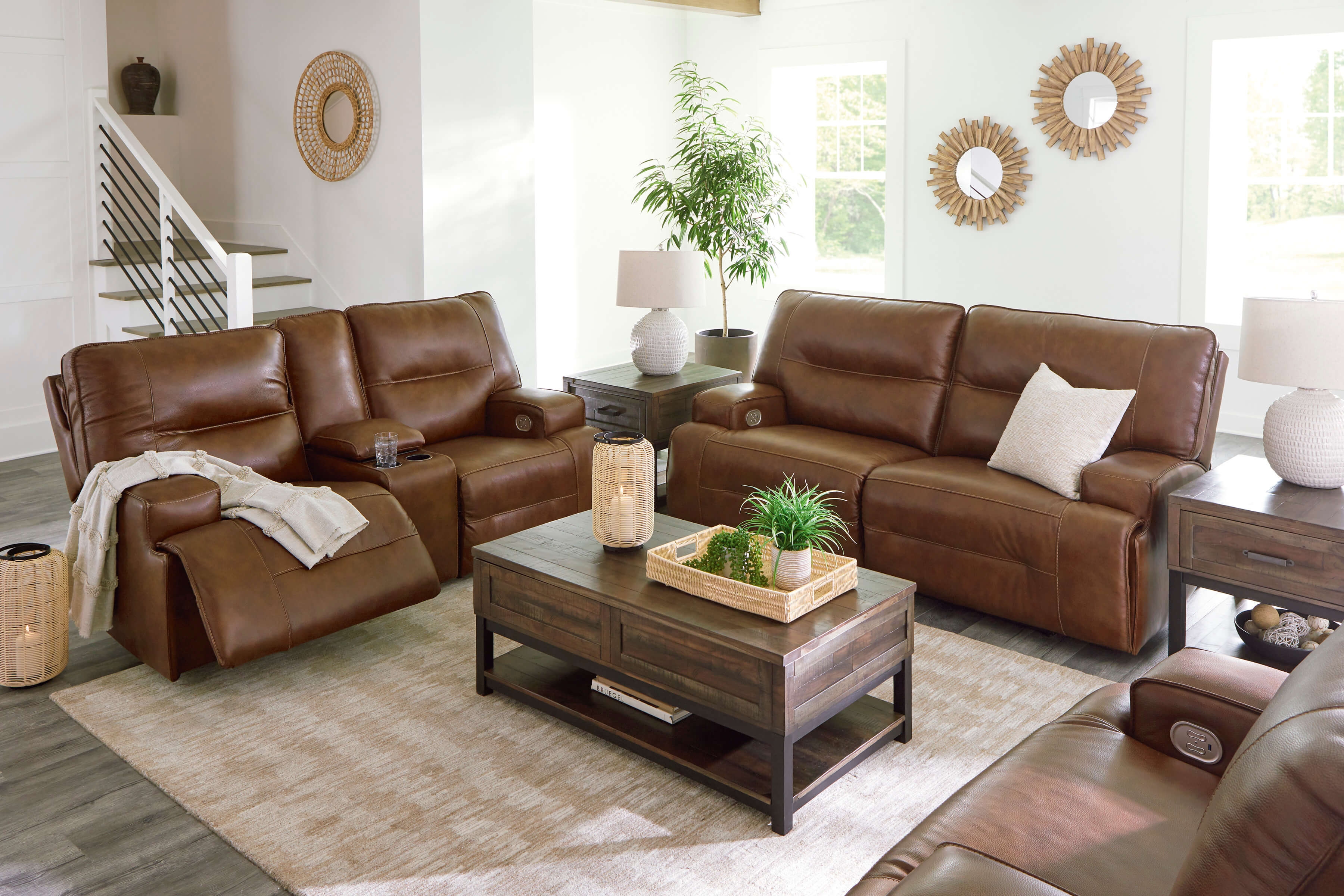 Francesca Leather Power Recliner Living Room Set