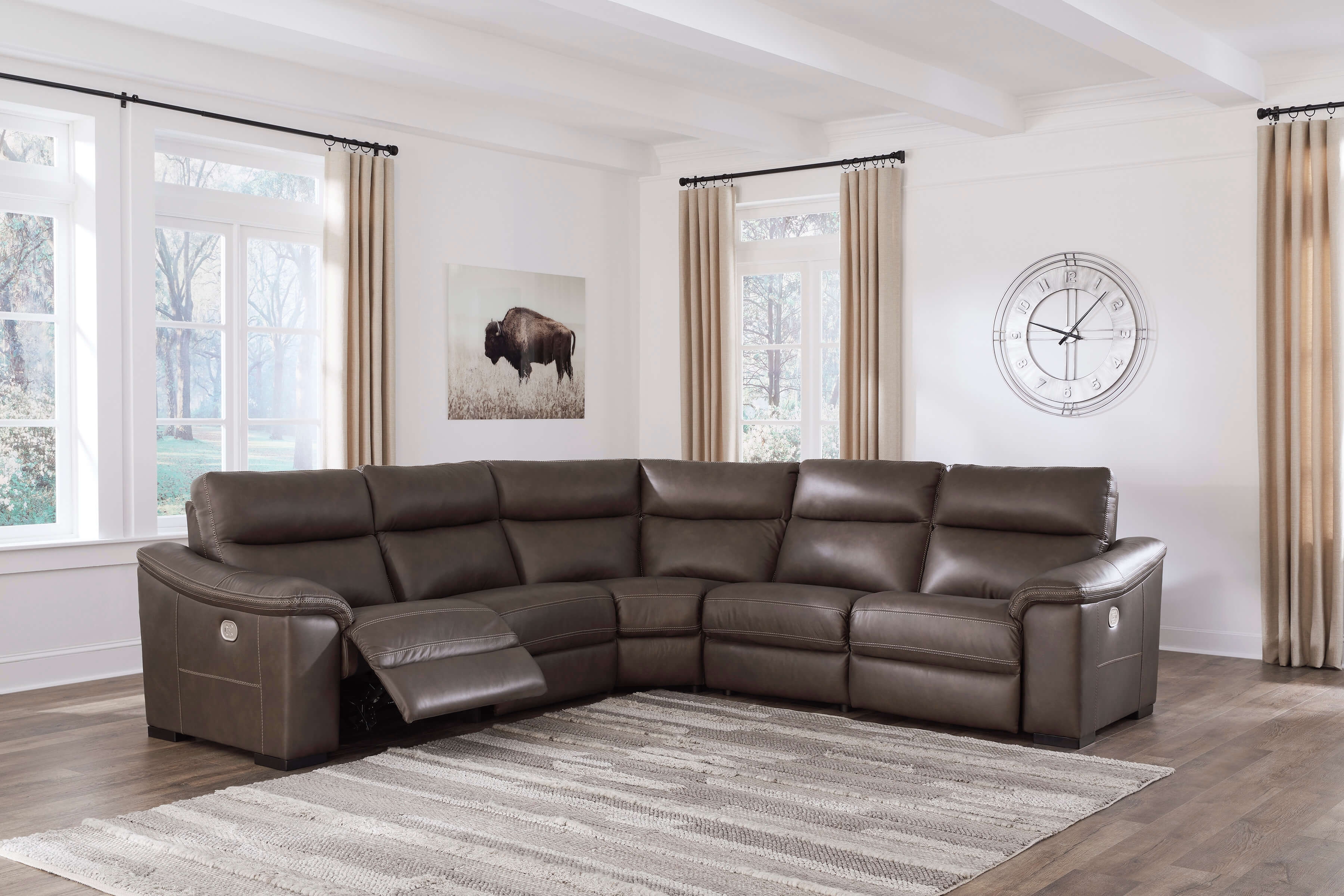 Salvatore 5-Piece Leather Power Reclining Sectional Sofa, Composition 1